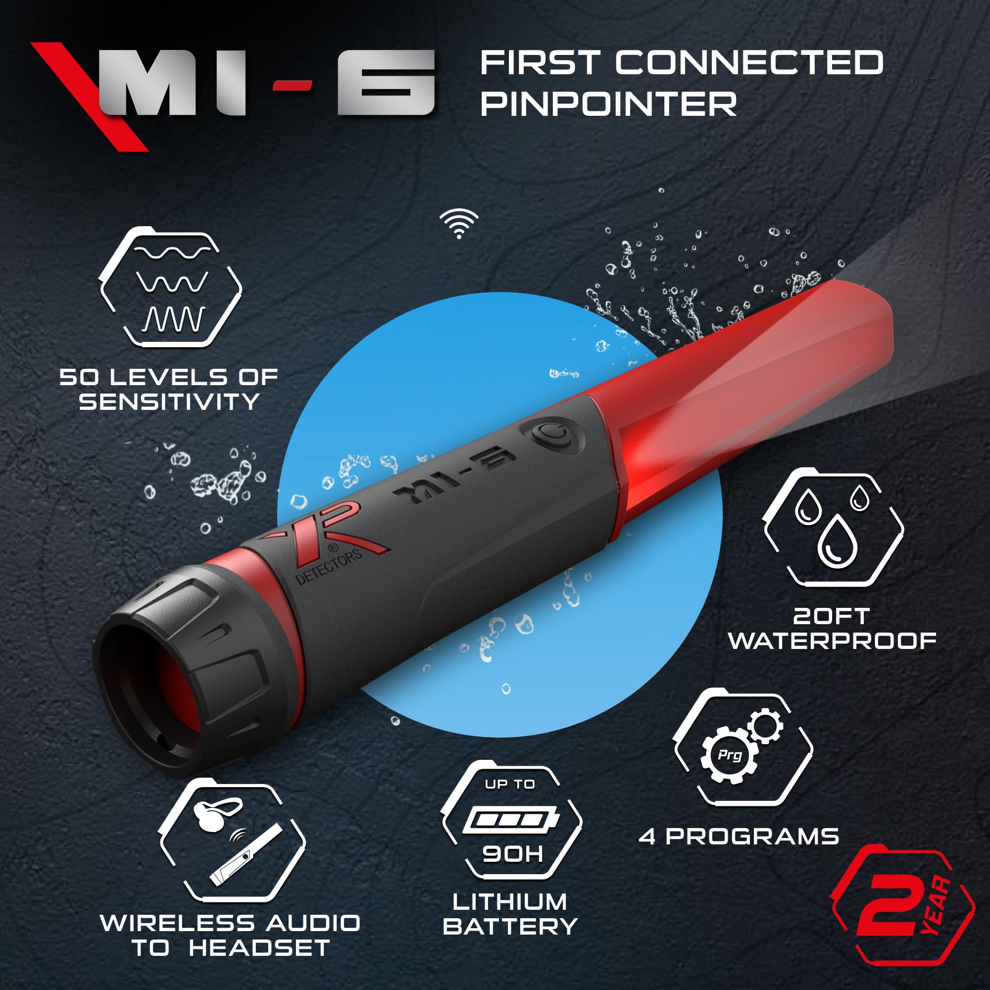 XP Metal Detectors MI-6 Pinpointer, mit drahtloser Verbindung zu den Metalldetektoren Deus II, Deus und ORX, von XP Metal Detectors zur Verwendung durch alle Sondengänger (MI-6)