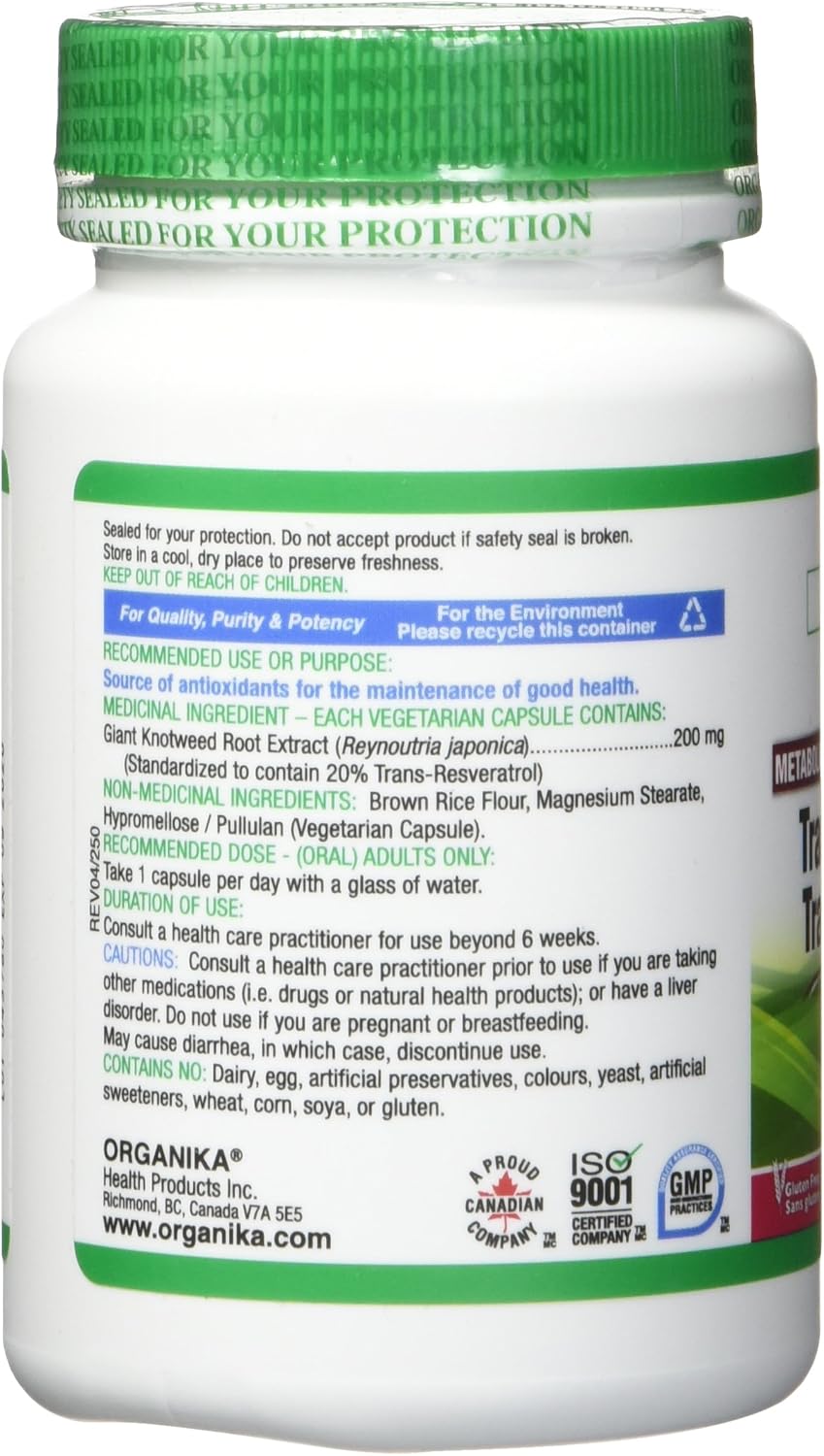ORGANIKA RESVERATROL (Trans) 120 VCAPS - Image 4