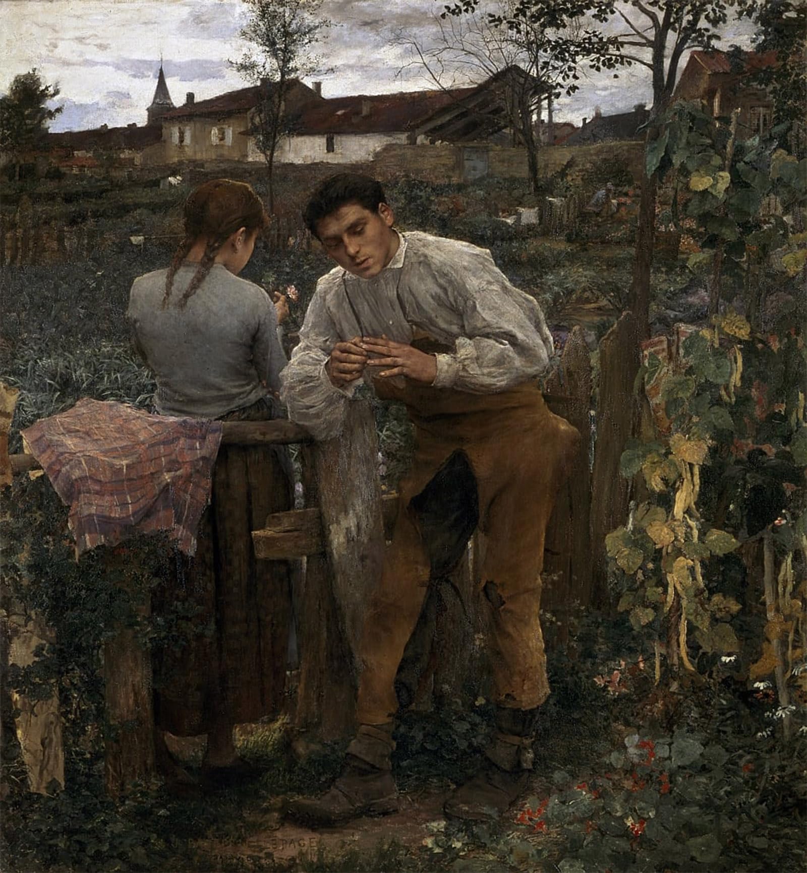 ARTXLXXBN Famous Prints Artwork Pictures Poster Painting Art Rural Love by Jules Bastien Lepage Artwork Landscape Pictures for Home Decor 60x90cm