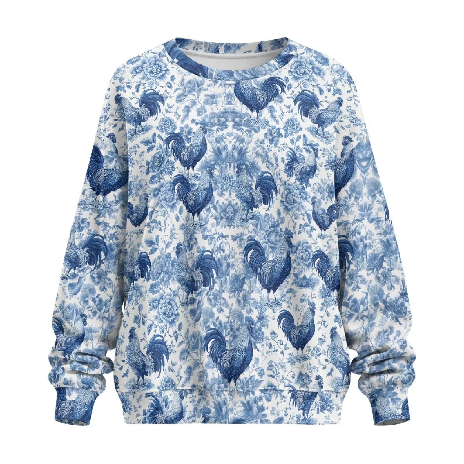 Bluzy damskie z okrągłym dekoltem topy z długim rękawem oversize modny sweter z kieszeniami