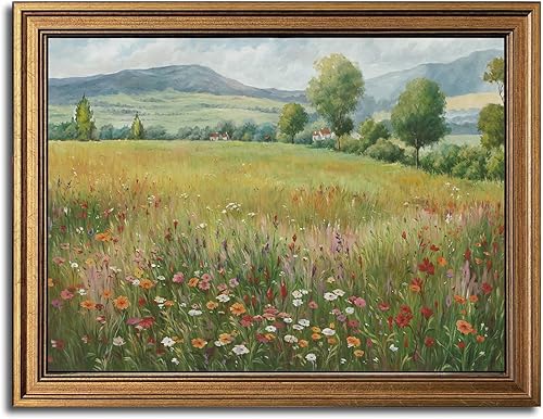 Miniatura 17 de Arte de pared con marco dorado, lienzo vintage de río, arte de pared, paisaje natural, río antiguo, impresiones artísticas para sala de estar,