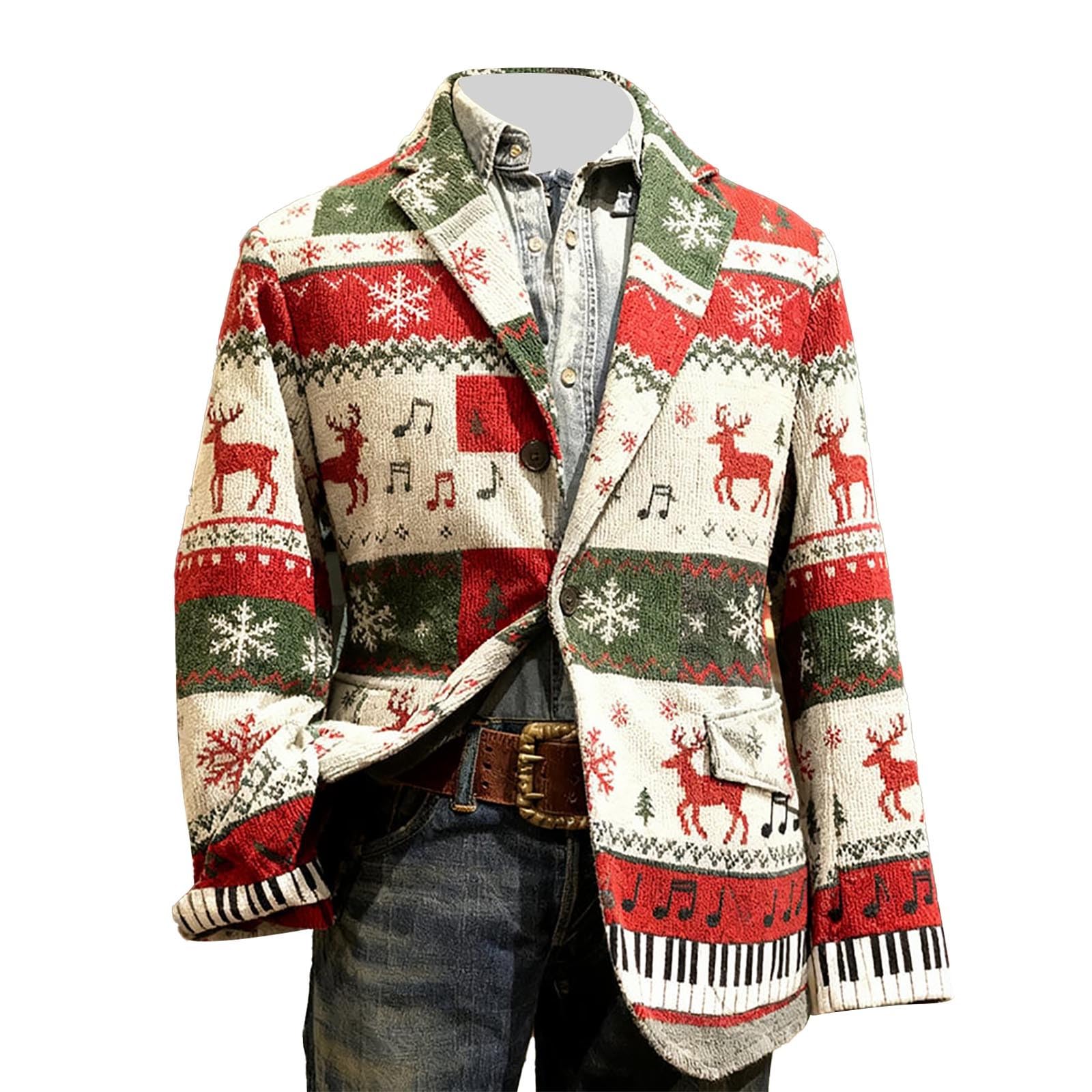 Generisch Festliche Cordjacke mit Print, elegant geschnitten für Festliche Anlässe und Partys, klassisches Knopfleisten-Design, bequemes und strapazierfähiges Material
