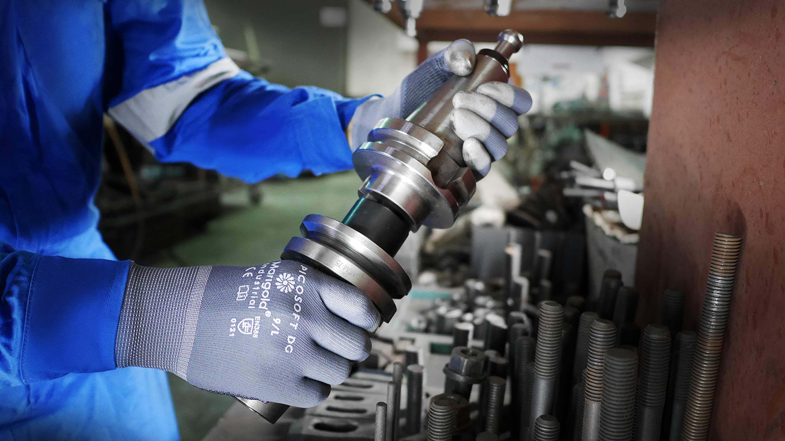 Comasec & Marigold Ansell Picosoft DG Arbeitshandschuhe, Mehrzweckhandschuhe, Mechanikschutz-Handschuh, Industrie PSA, Grau, Größe L (12 Paar)