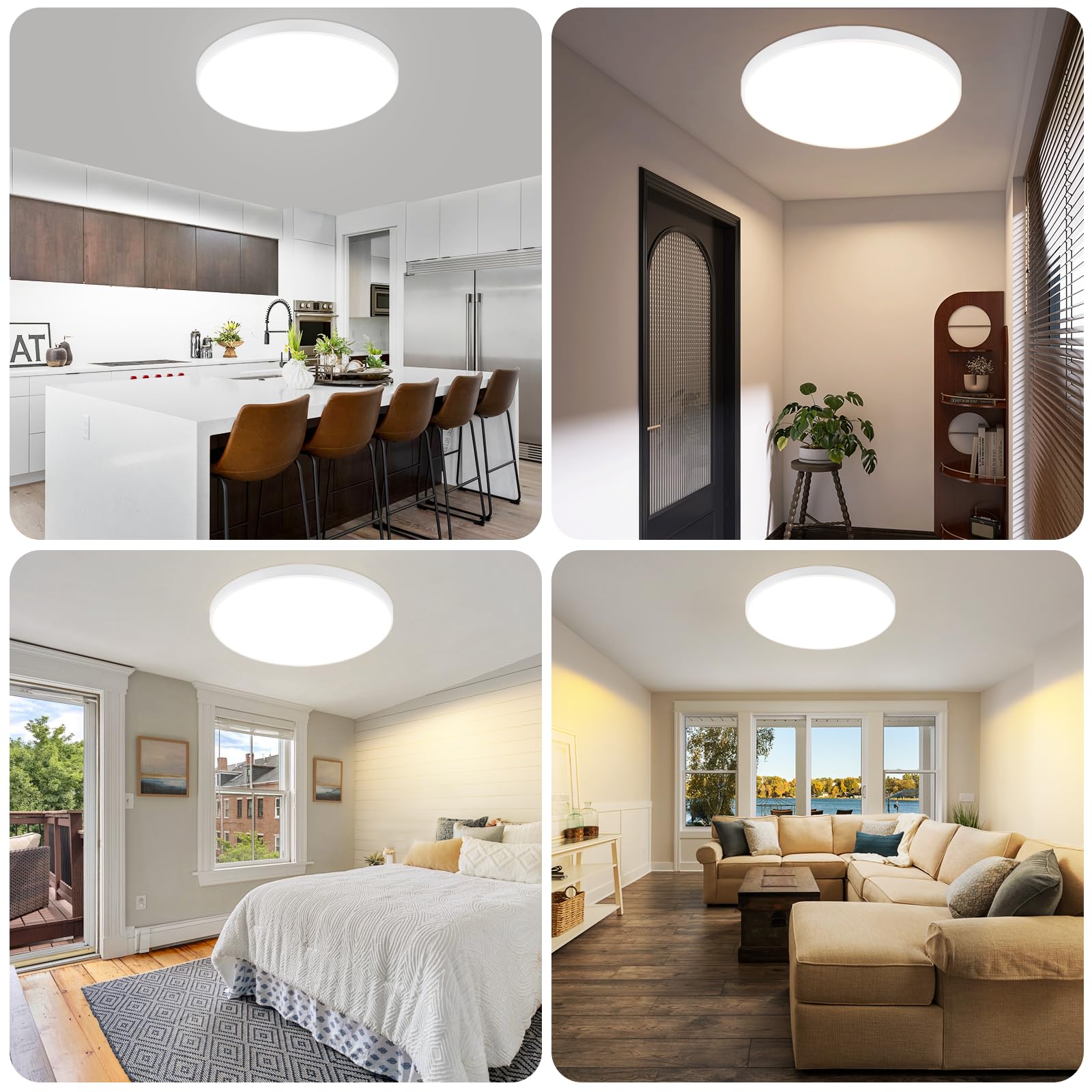 Deckenlampe LED Deckenleuchte Badezimmer - 2ER 36W Dimmbar mit | Fernbedienung Schlafzimmerlampe 37CM Rund Flurlampe Decke IP44 Badlampe 3000K-6500K Wohnzimmerlampe für Flur Küche Bad