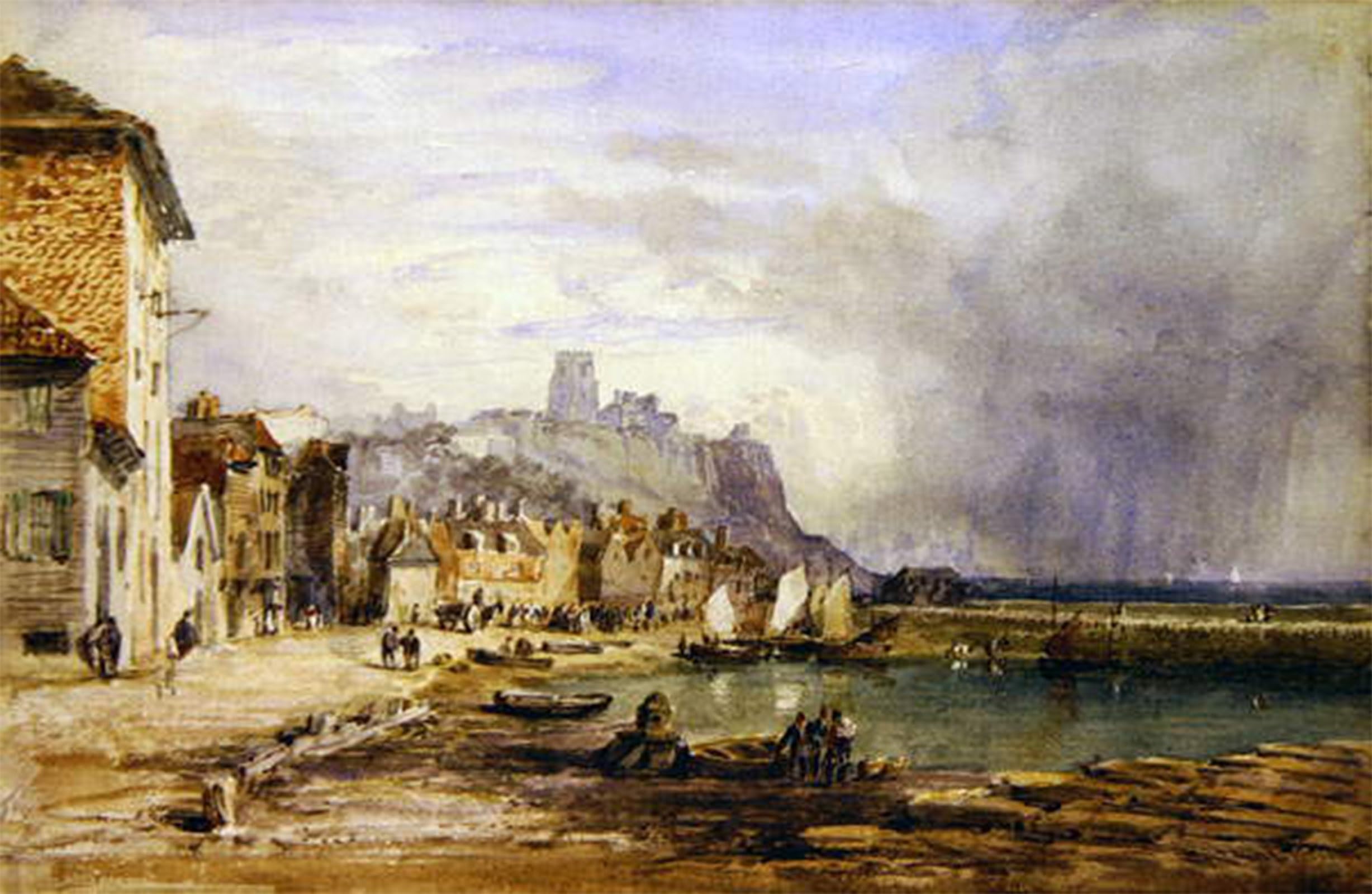 ARTXLXXBN Famous Painting Canvas Artwork Graffiti Print Folkestone by David Cox Portrait Canvas Image for Home Decor 60x90cm