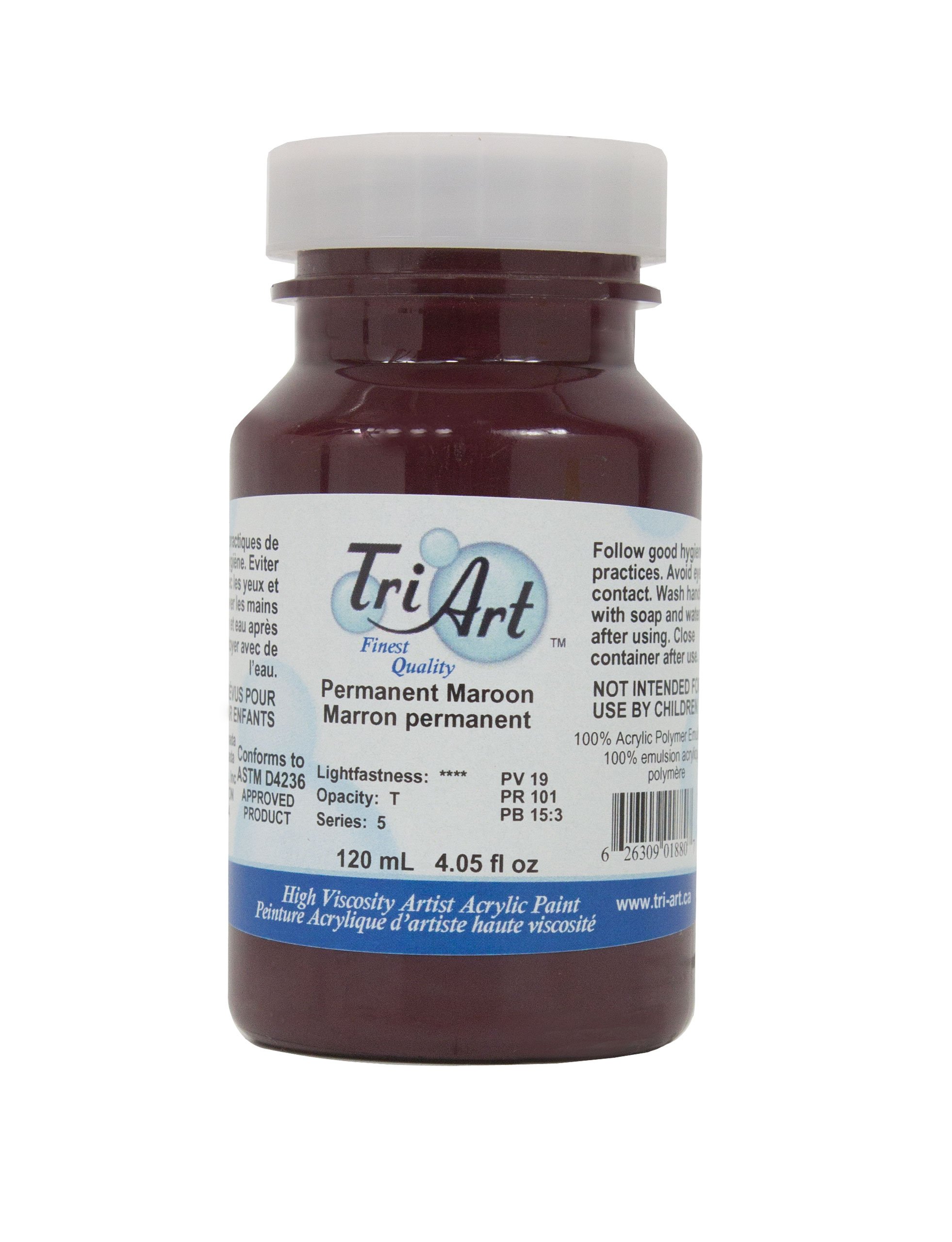 Tri-Art High Viscosity Paint, 120ml, Permanent Maroon