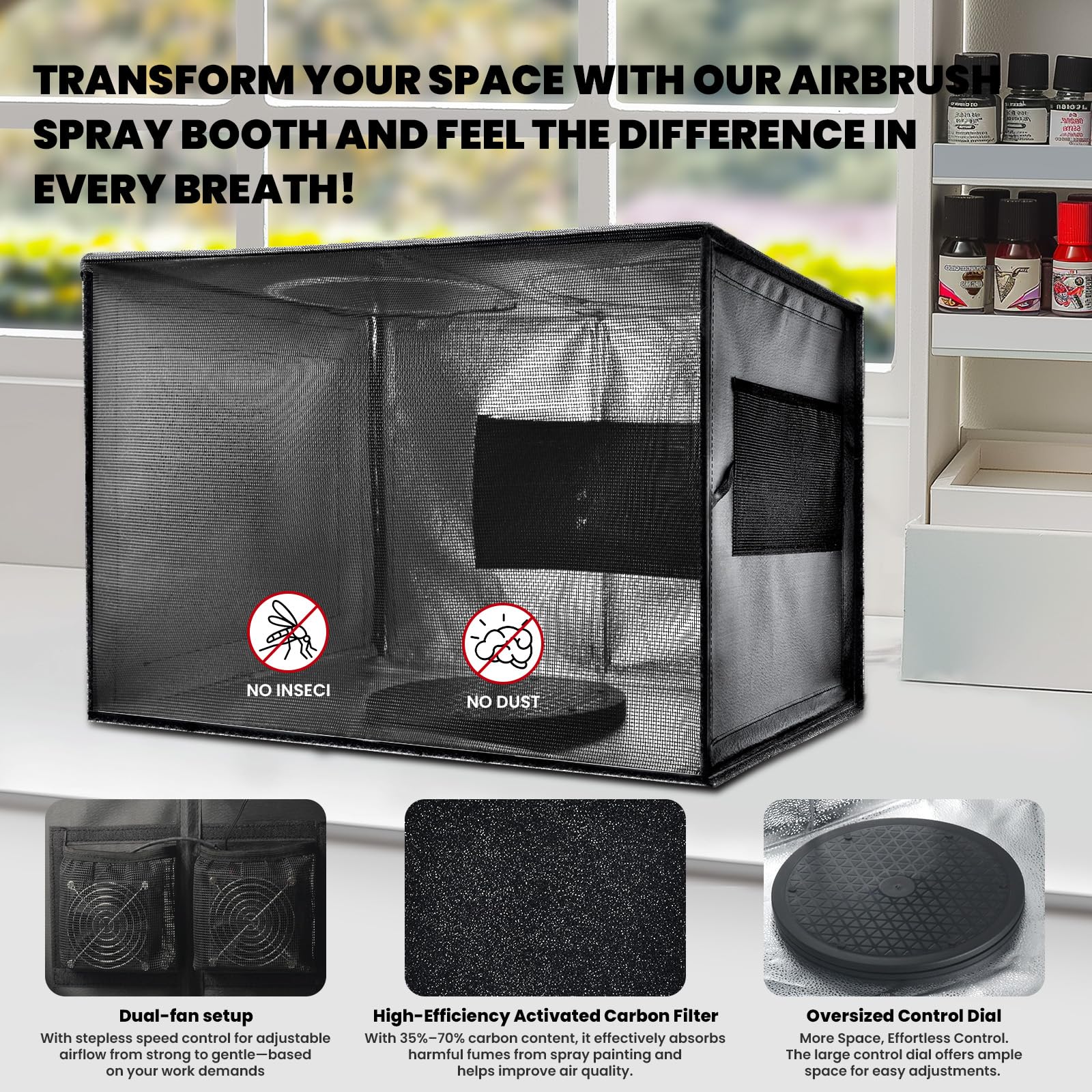 Amazon.com: Airbrush Spray Booth with Dual Exhaust Fans,Portable