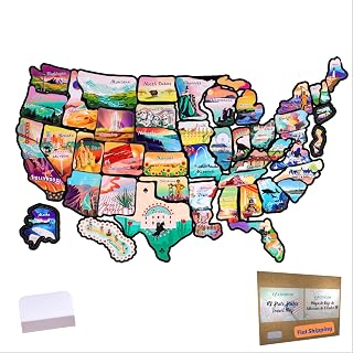 ACIMONE RV State Travel USA Map Sticker, 11 ⅘“ x 15 ¾” Visited States Sticker Decals for Outdoors & Indoors- Road Trip America Map of United States - Waterproof, Fade-Resistant, for Door or Wall