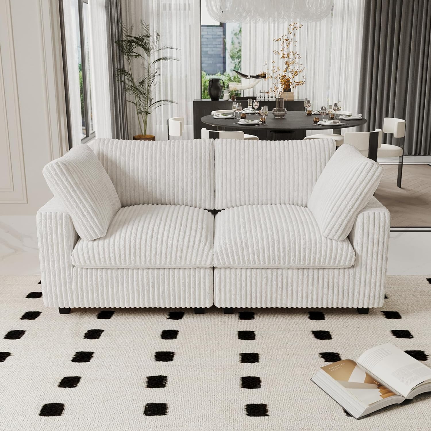 JACH 78" Cloud Sectional Couch, Modular Sofa, Plush Soft Deep Seat Couch for Living Room, Love Seat Sofa, Cushion Covers Removable, Two Corners Sofas for Living Room/Small Space (Beige)