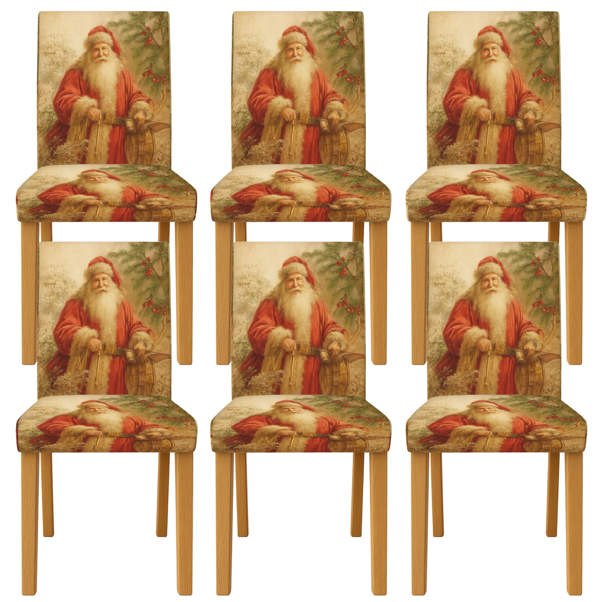 Housses de chaise extensibles motif Père Noël lavables et ajustables pour fêtes