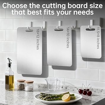 Titanium Cutting Board - 100% Pure Titanium Cutting Boards for Kitchen Double Sided Non Toxic Titanware for Meat/Vegetables, Hygiene Durable Dishwasher Safe Metal Chopping Board Large