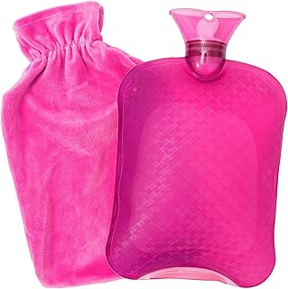 2L Hot Water Bottle with Cover, Hot Water Bag for Pain Relief, PVC Hand Feet Warmer & Heat Therapy - for Menstrual Cramps,...