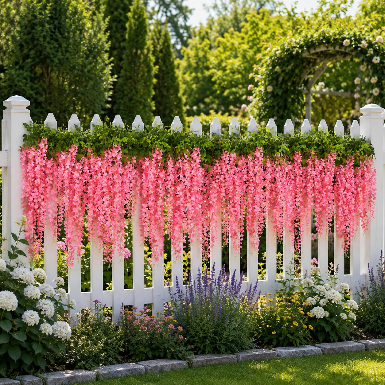 12 sztuk sztucznych kwiatów glicynii, wiszące, 114 cm, sztuczne kwiaty z kwiatami 60 cm, jedwabne kwiaty, wisteria, jak prawdziwe, na balkon, do ogrodu, na wesele, imprezę, dekoracja na
