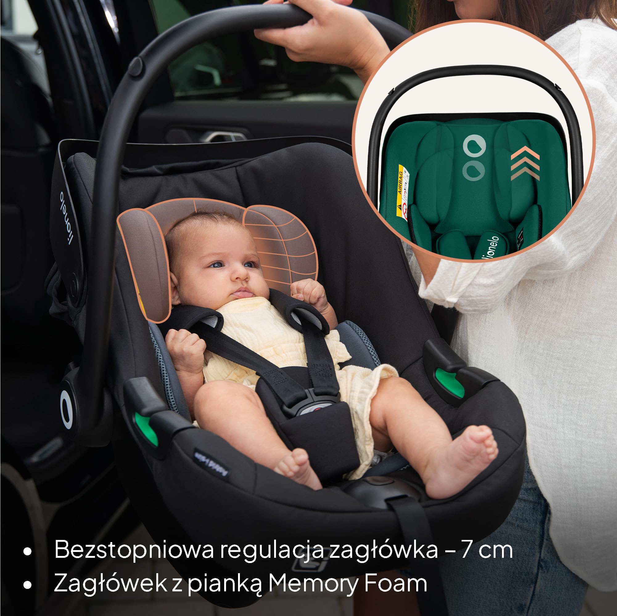 LIONELO ASTRID i-Size Dziecięcy Fotelik Samochodowy 40-87 cm, Nosidełko dla niemowląt Grupa 0+, Montaż Tyłem do Kierunku Jazdy, 3-Punktowe Pasy Ochrona Boczna, Wkładka Dri-Seat | Mocowanie z tyłu, 3-punktowy pas bezpieczeństwa, ochrona boczna i wkładka Dr