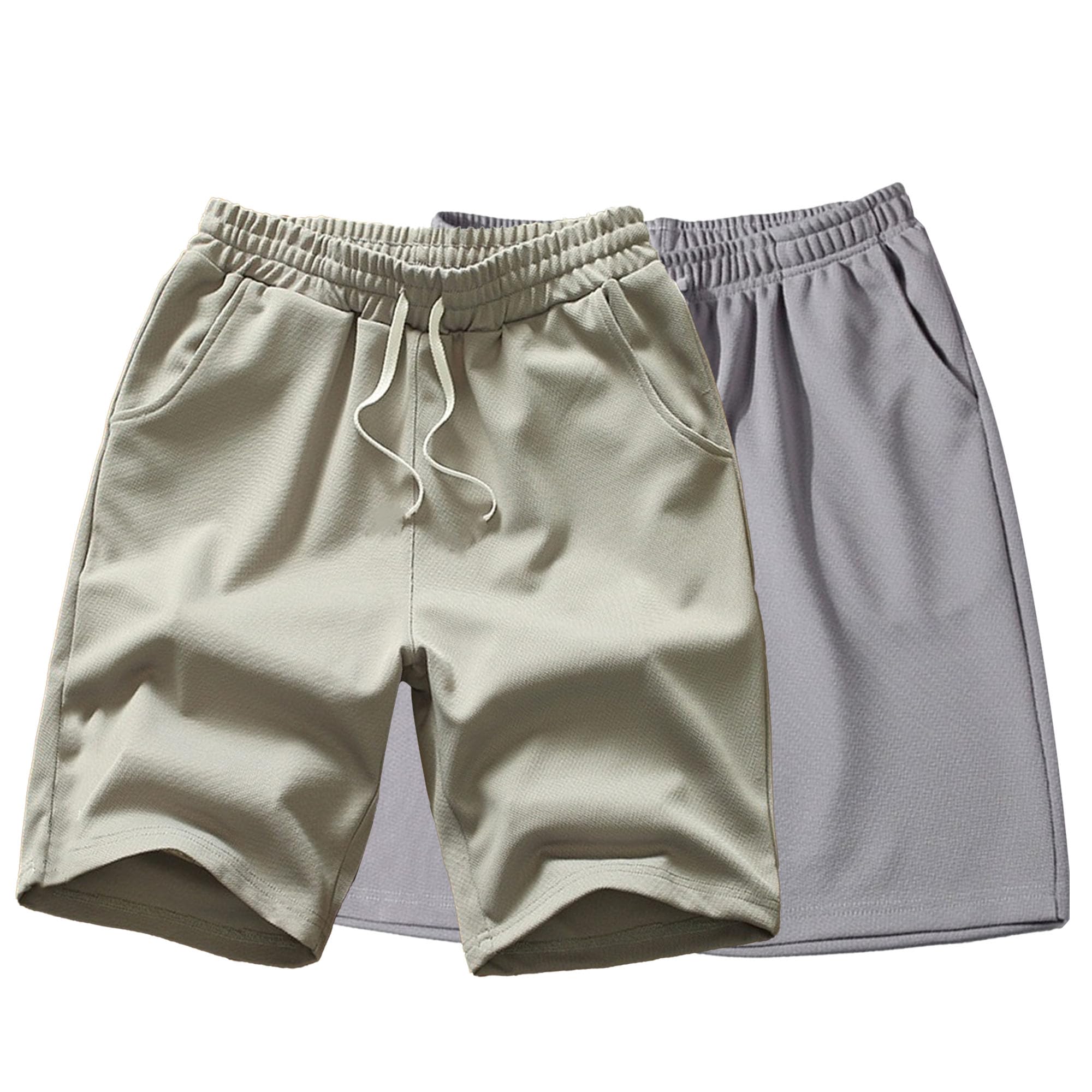 Mens Quick Dry 2 Pack Shorts Athletic Elastic Waist Sports Short Lightweight Running with Pockets Short