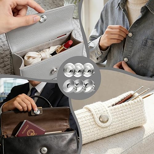 Miniatura 6 de 100 juegos de botones de cierre magnético, perfectos para bolsas y prendas, 18mm