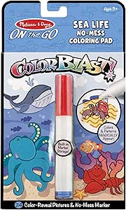 Melissa &amp; Doug On the Go ColorBlast! Activity Book: Sea Life - 24 Pictures and No-Mess Pen
