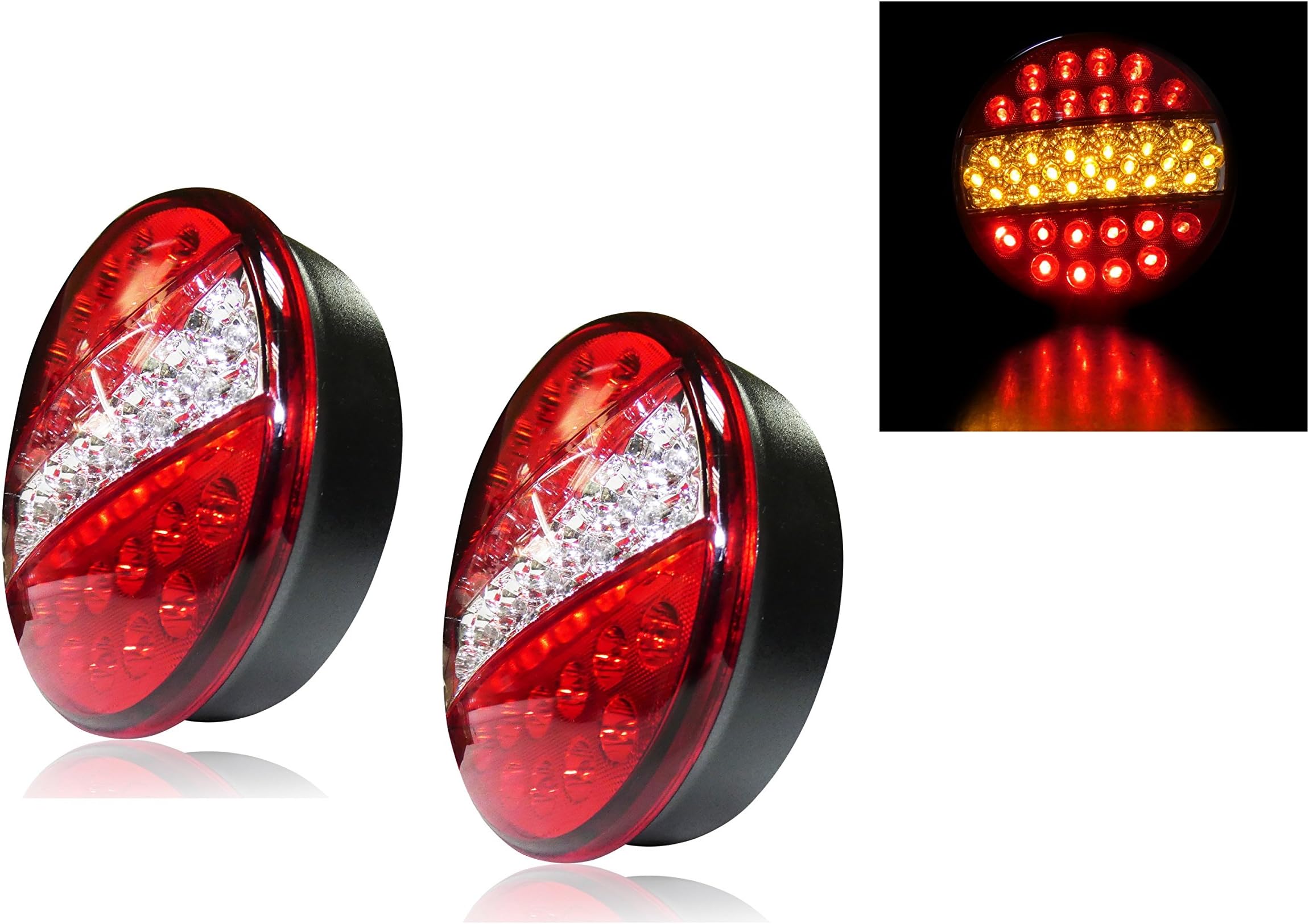 Set 2 X 12V 24V LED RECOVERY REAR TAIL LAMPS LIGHTS TRAILER TRUCK LORRY CHASSIS TIPPER
