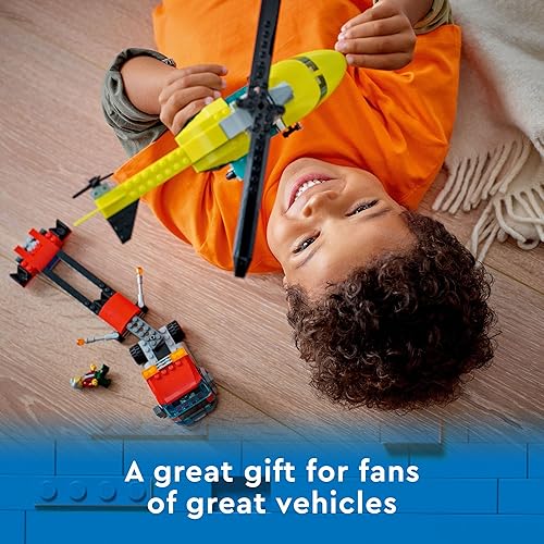 Miniatura 6 de Lego City Great Vehicles - Kit de construcción de helicóptero de rescate 60343, con camión de juguete y helicóptero de juguete, juguete de juguete