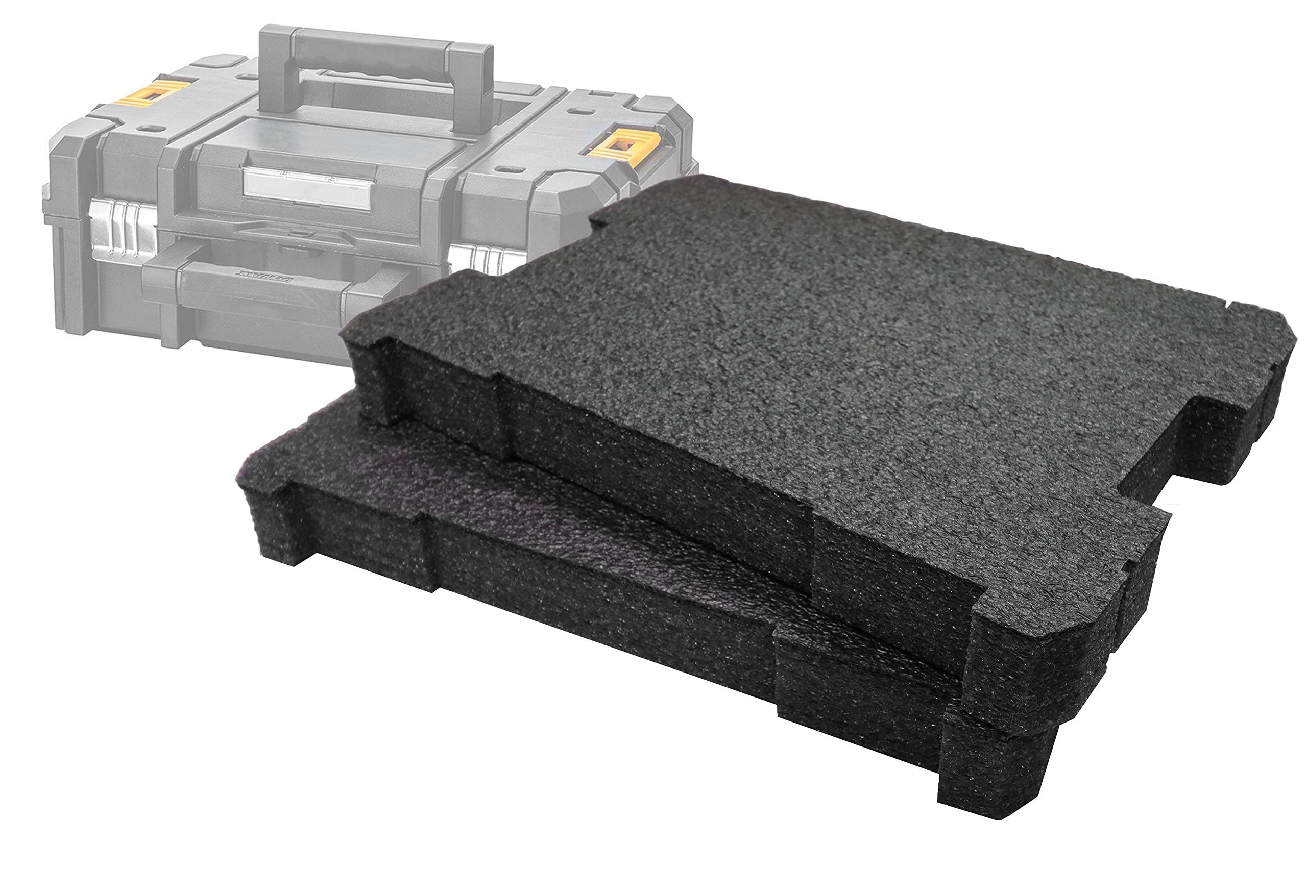 Shadow Foam Black Tstak/Prostack Foam Inserts [50Mm Twin Pack] Easy Peel Foam Inserts For Dewalt Tstak & Stanley Prostack Boxes