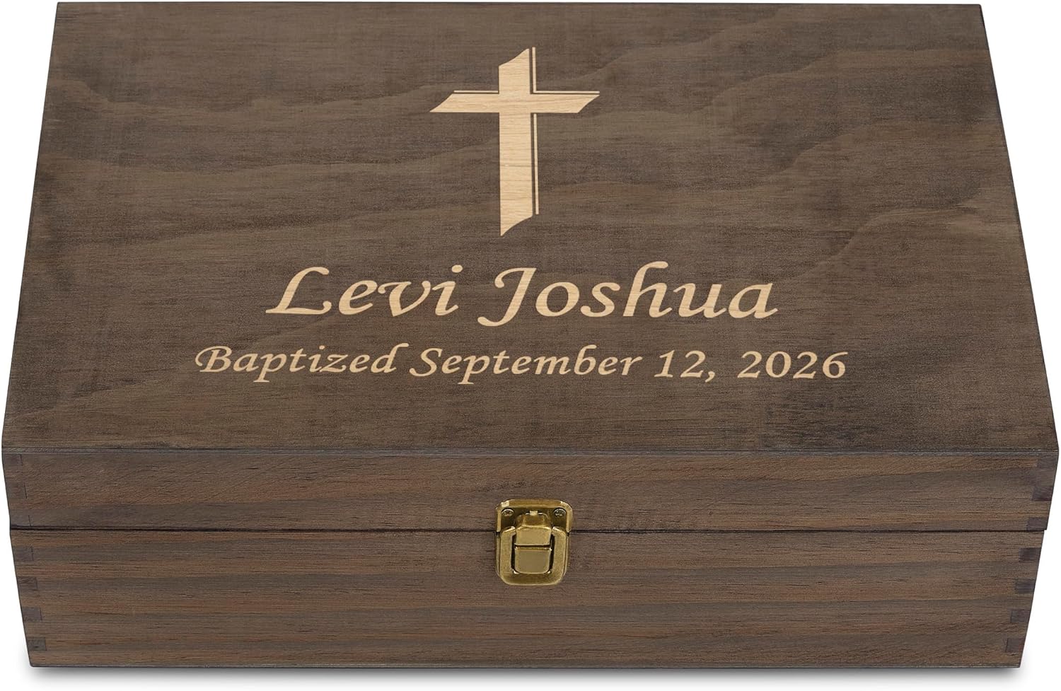 Personalized Memory Box for Keepsakes Baptism Gifts First Communion Christening Wooden Gift Box - Storage Box for Girls, Boys Custom Engraved Keepsake Boxes for Jewelry Memento Photos Storage
