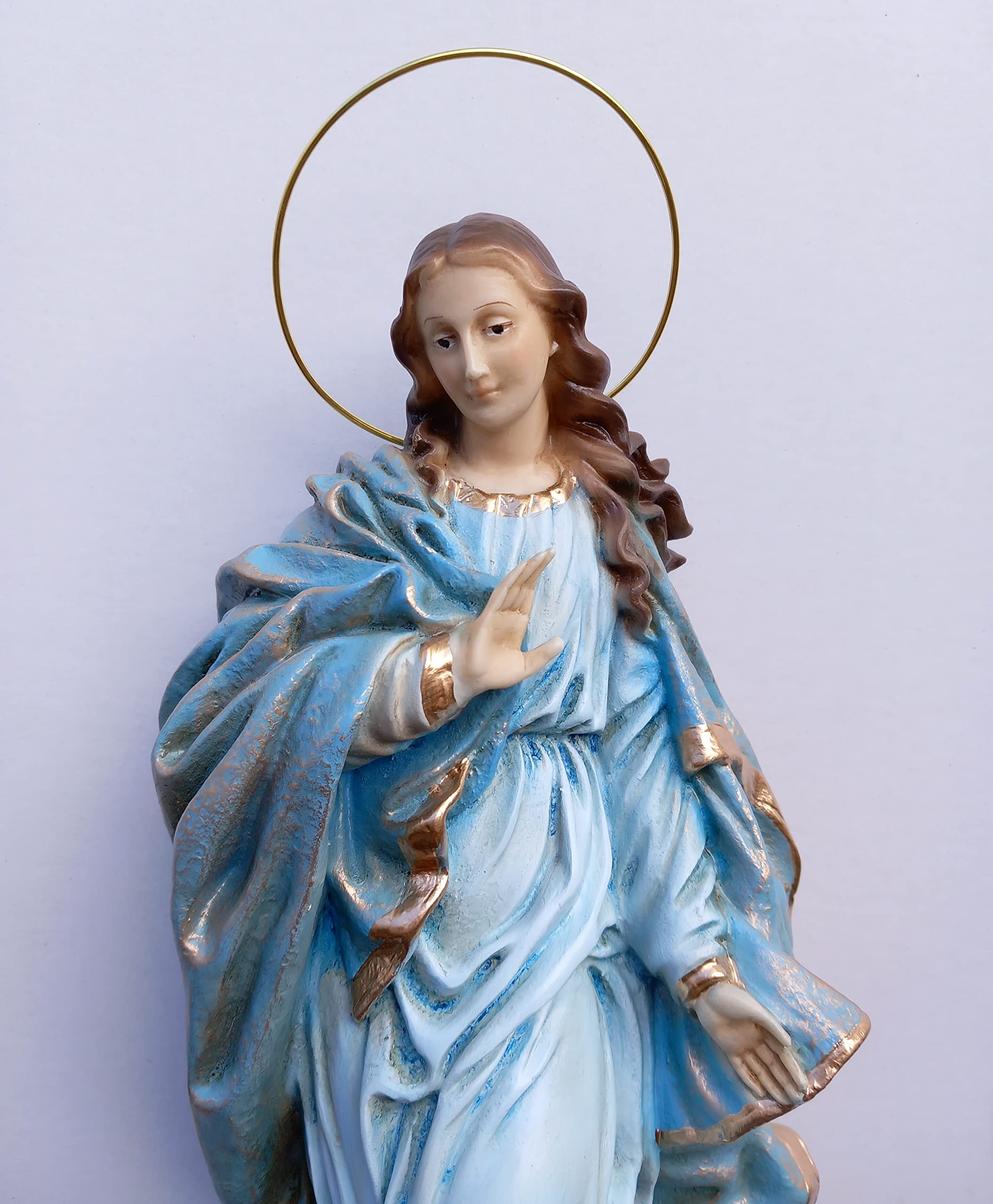 Generico ArteSacraCaravaggio Statua della Madonna Immacolata Concezione, Miracolosa, cm 40 (15,75 inches) in resina decorata a mano di produzione artigianale