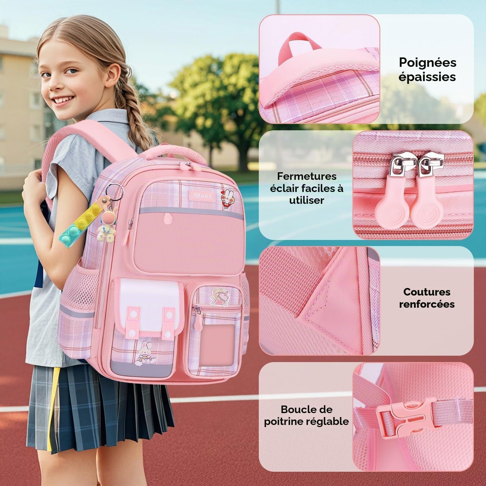 Amythe Sac à dos Fille CP-6e Sangle Poitrine Réfléchissant