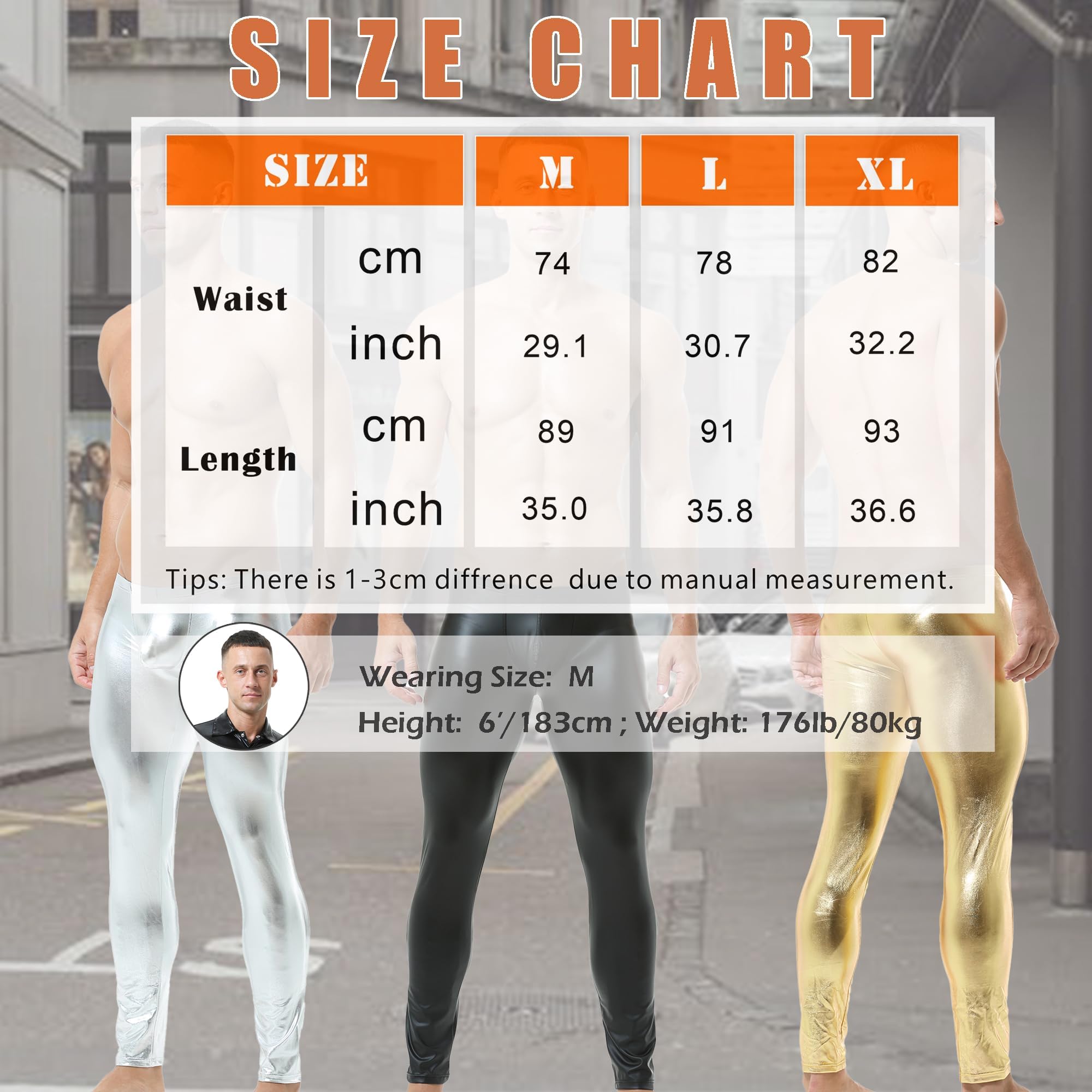 QiaTi Hommes Pantalon Serré en Cuir synthétique Hommes Leggings Long Pantalon PU Skinny Slim Pantalon Club Dance