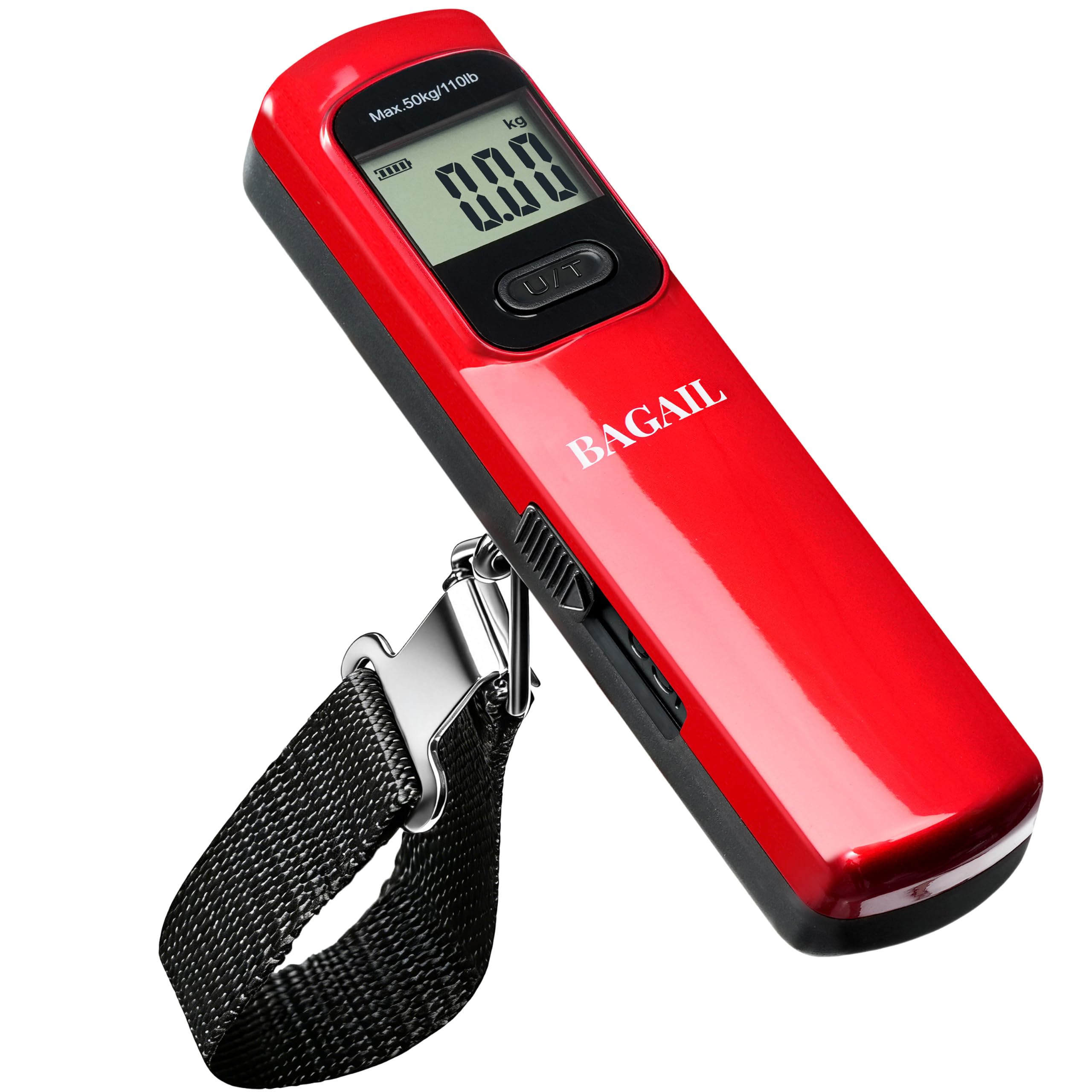 BAGAIL Digital Luggage Scale, 110lbs Hanging Baggage Scale with Backlit LCD Display, Portable Suitcase Weighing Scale, Travel Luggage Weight Scale with Hook, Strong Straps for Travelers