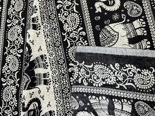 Miniatura 4 de Tela de rayón con estampado animal de elefantes tribales de 44 pulgadas, 2 yardas, elefante de guerra para pantalones, bufandas, ropa y confección