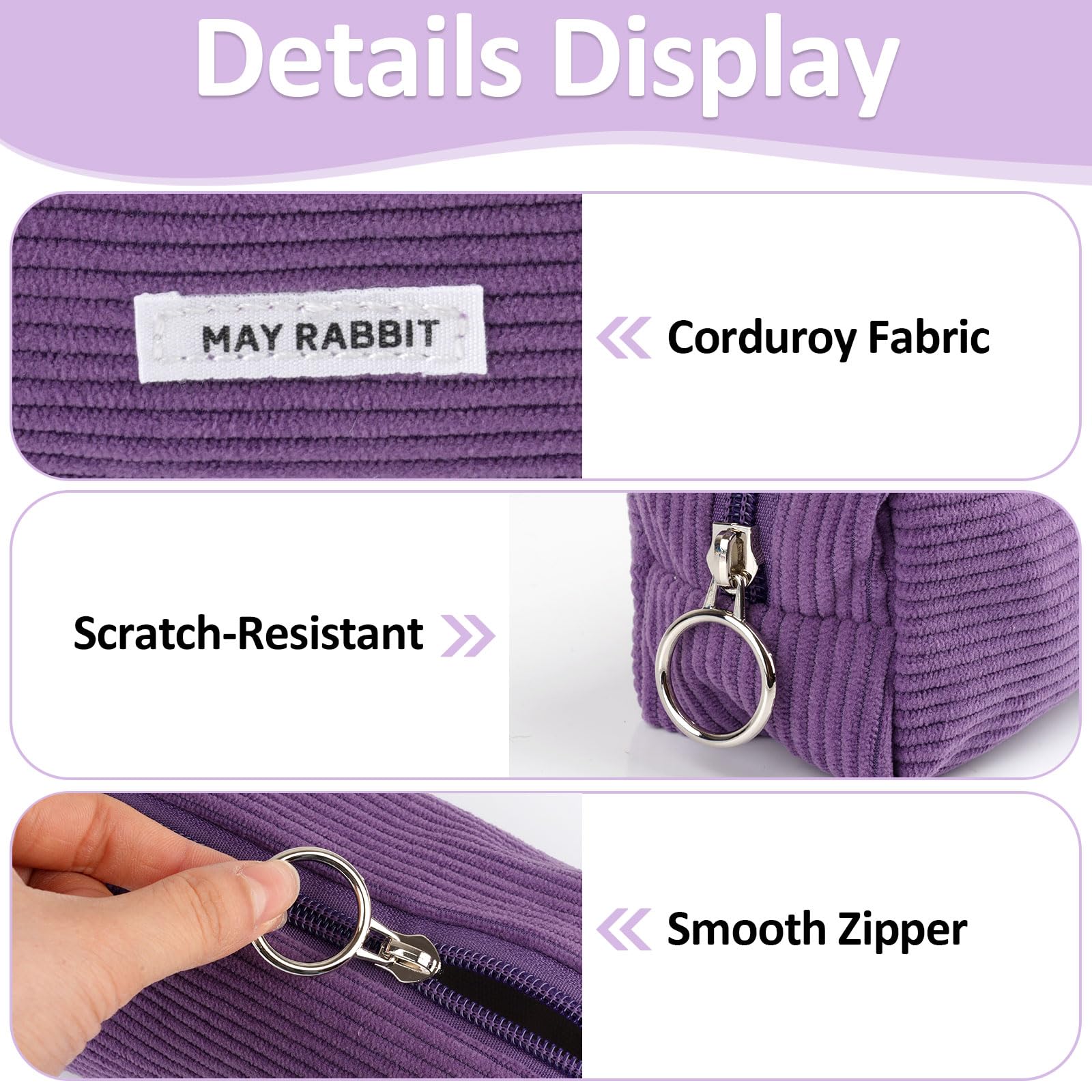 Deepton Pencil Case, Corduroy Cute Pencil Case, Pencilcase, Pen Pouch, Portable Stationery Pencil Bag, Makeup Bag - Image 3