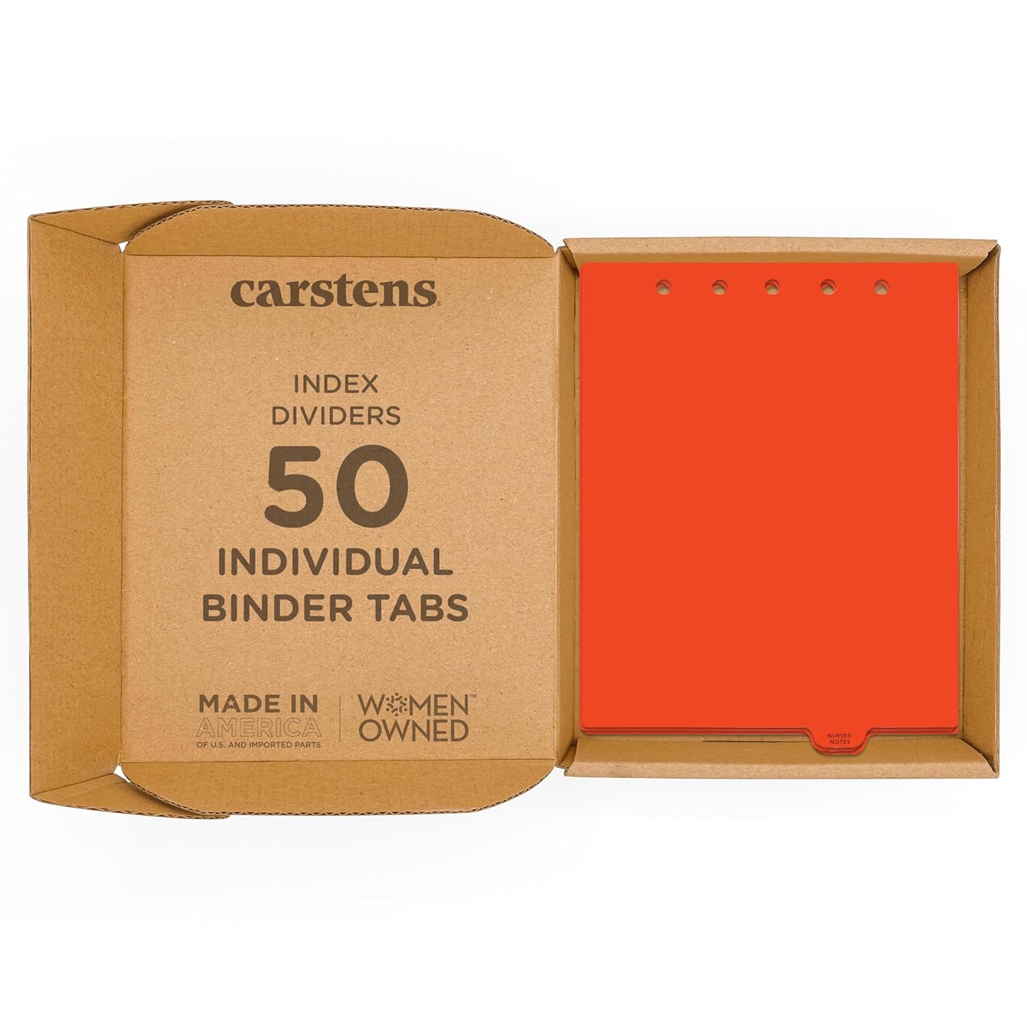 Carstens - Heavy Duty Nurses' Notes Plastic Ring Binder Dividers, Bottom Tab, 1/9 Cut, Tab 7 Position, US Letter, Case of 50, (2617-52CS) - Ideal Medical Chart Dividers for 3 Ring Binders