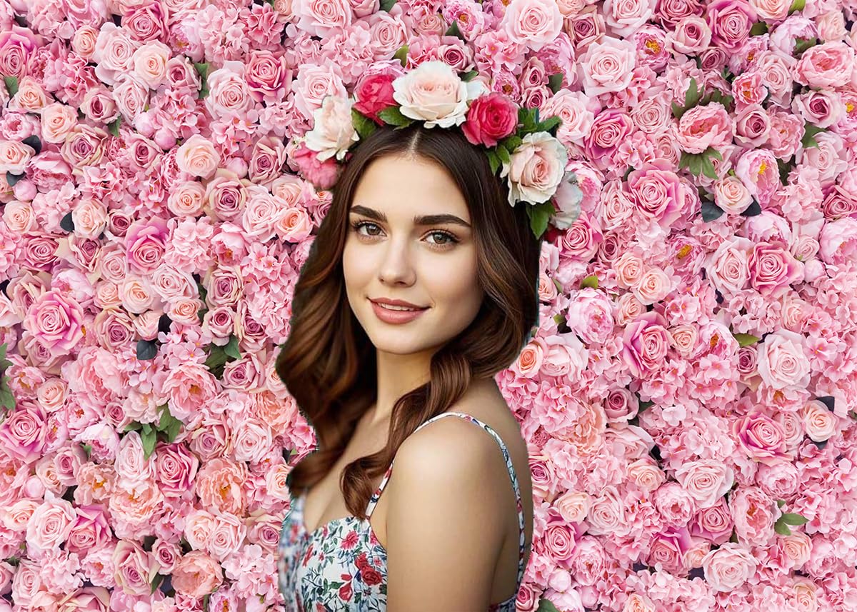 Pink Red Rose Flowers Background Wedding Happy Birthday Day: 8x6ft