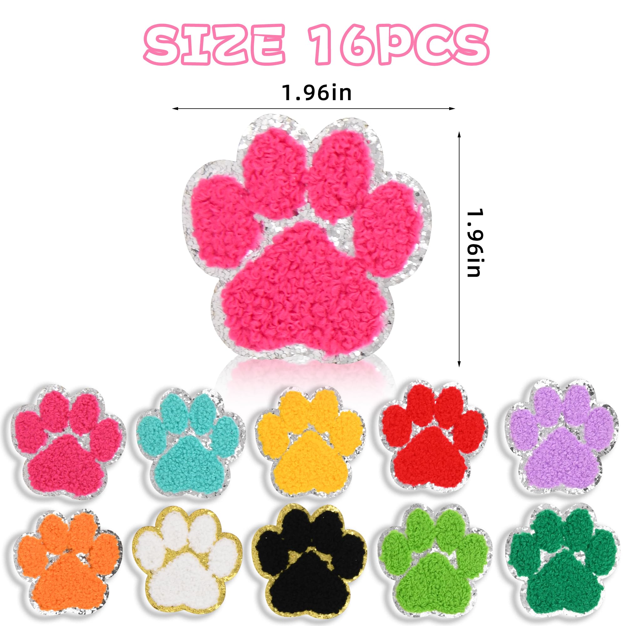 16 parches de felpilla con diseño de patas, apliques bordados de tela, parches para coser sombreros, bolsos, ropa, decoración de bricolaje