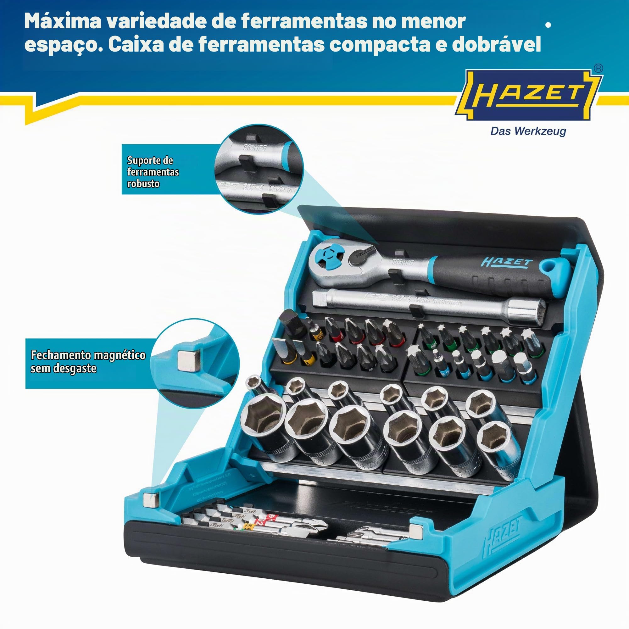 Hazet Conjunto de chave inglesa e brocas SmartCase 2200SC-2