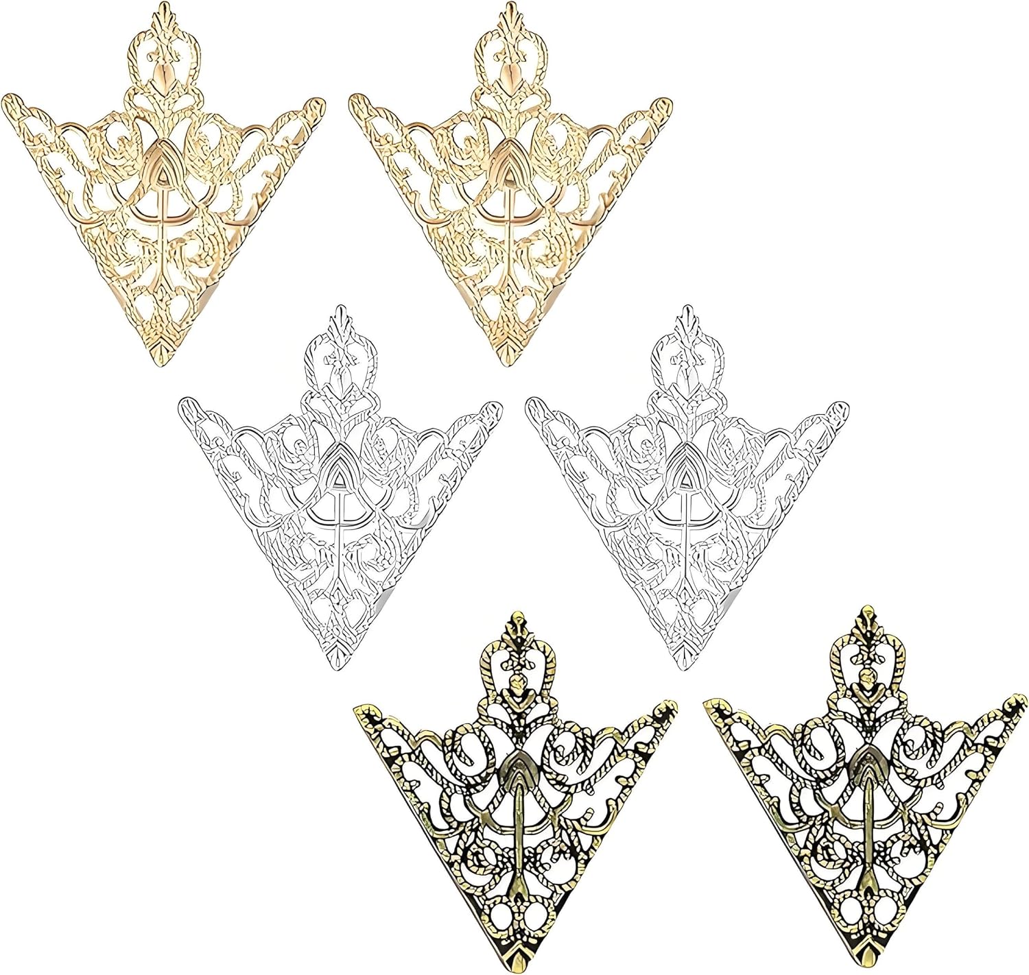 5 Pairs Retro Hollow Pattern Shirt Collar Brooches For Women And Men Gold Plated Triangle & Simple Elegant Double Leaf Collar Pin Brooches Gold Silver Plant Brooch Jewelry