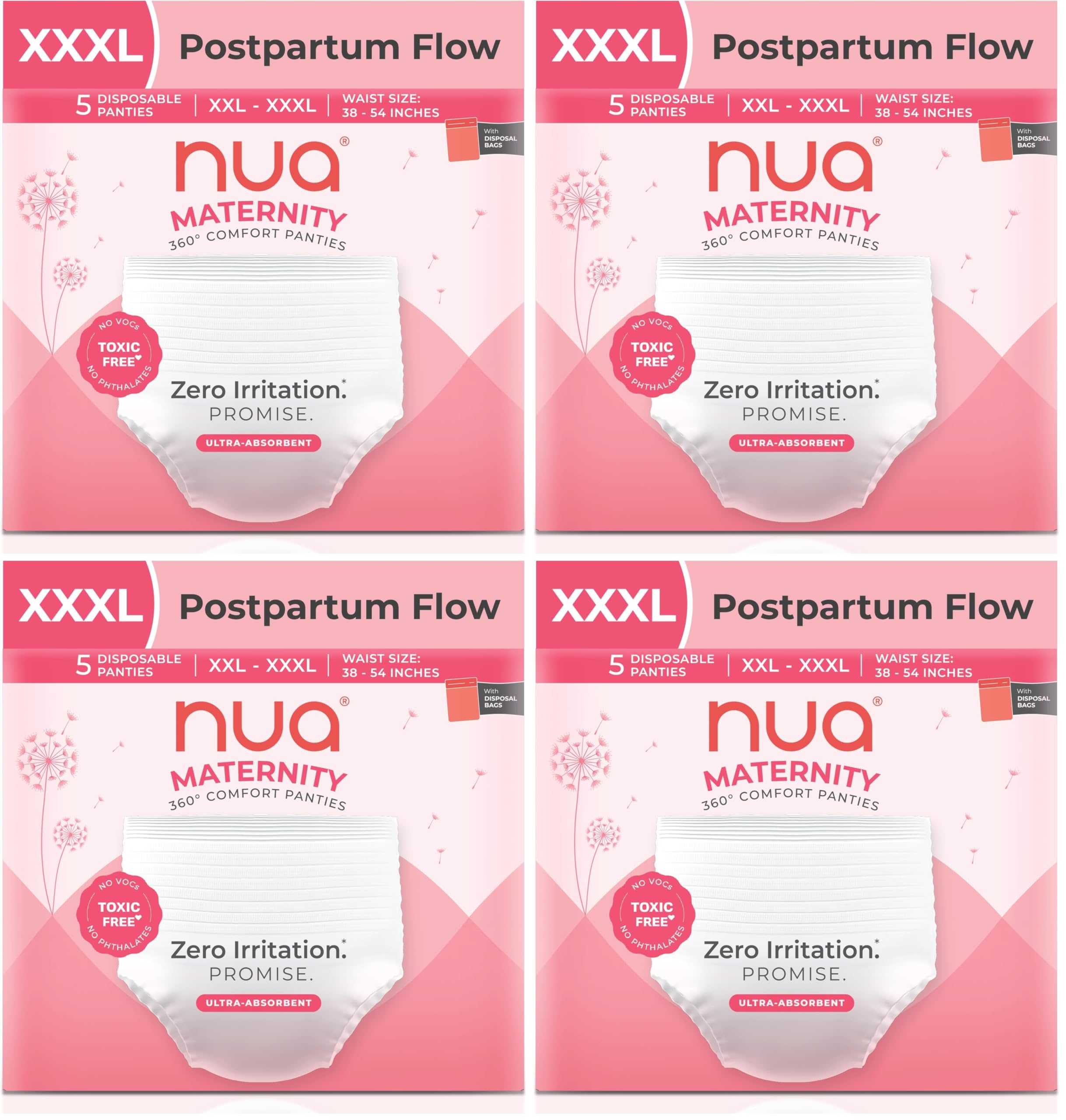 Nua Ultra-Safe Maternity Panties Xxl-Xxxl (38-54 Inches)|Postpartum Bleeding And Clots|4X More Absorbent|360 Degree Protection|25% Longer Absorbent Core|Breathable|Safe On Skin,Pack Of 5-image-22