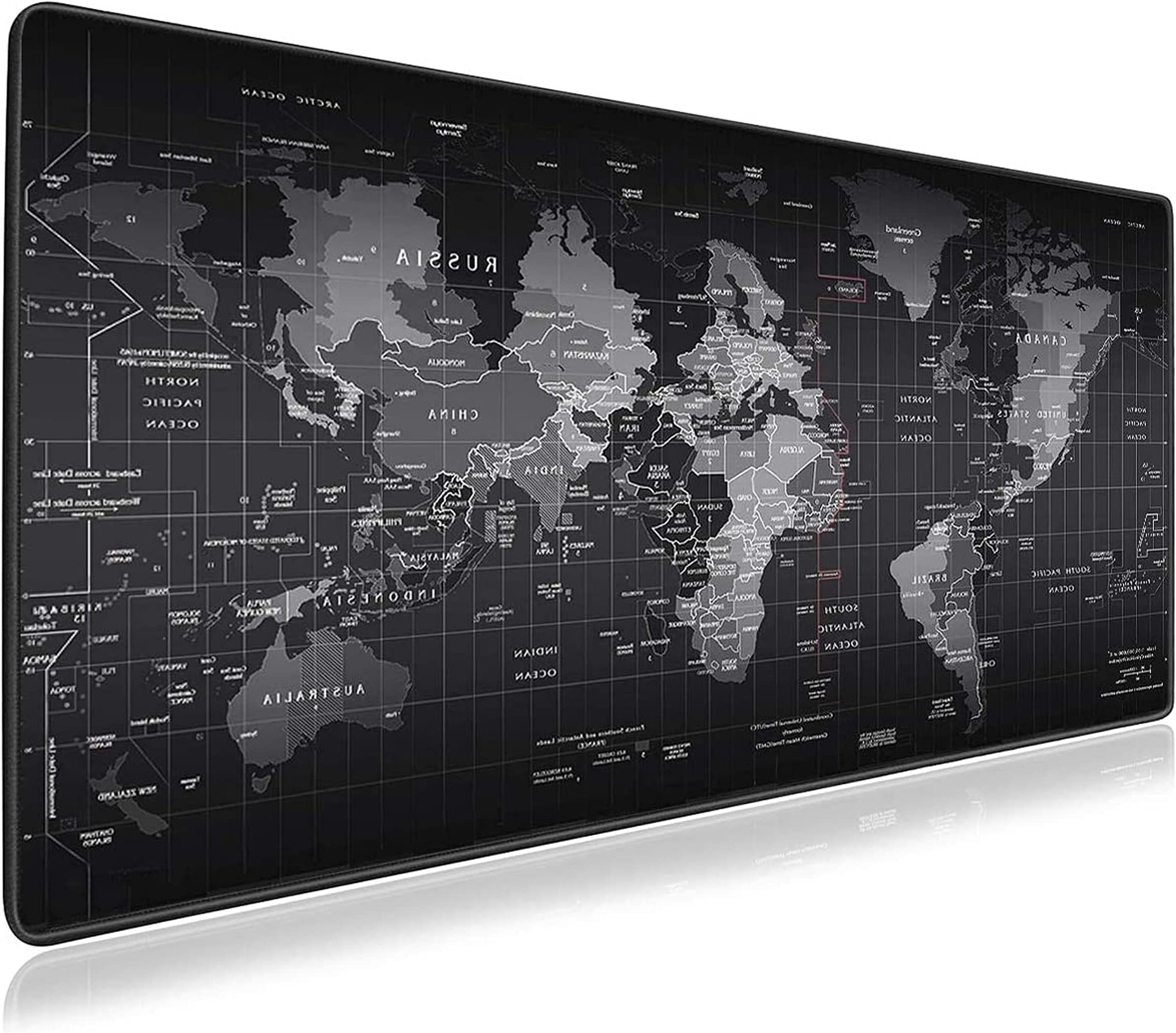 VIPAMZ Extended XXXL Gaming Mouse Pad - 35.4"x15.7"x0.12" Dimension - Portable with Extended XXL Size - Non-Slip Rubber Base - Special Treated Textured Weave with Precision Control (worldmap)