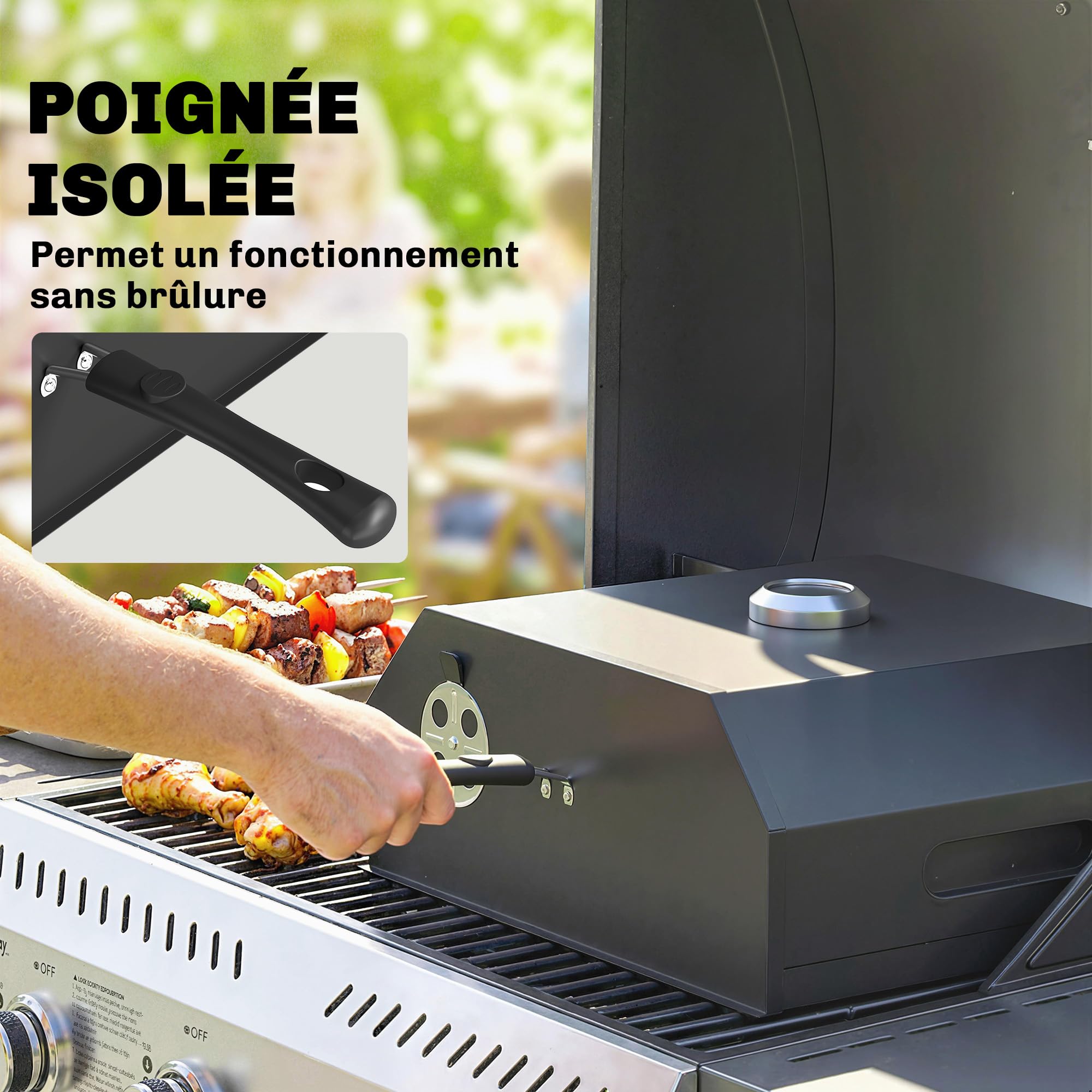 Outsunny Four à Pizza pour Barbecue Extérieur avec Pierre en Cordiérite et Thermomètre, 53 x 40 x 18,5 cm, Noir