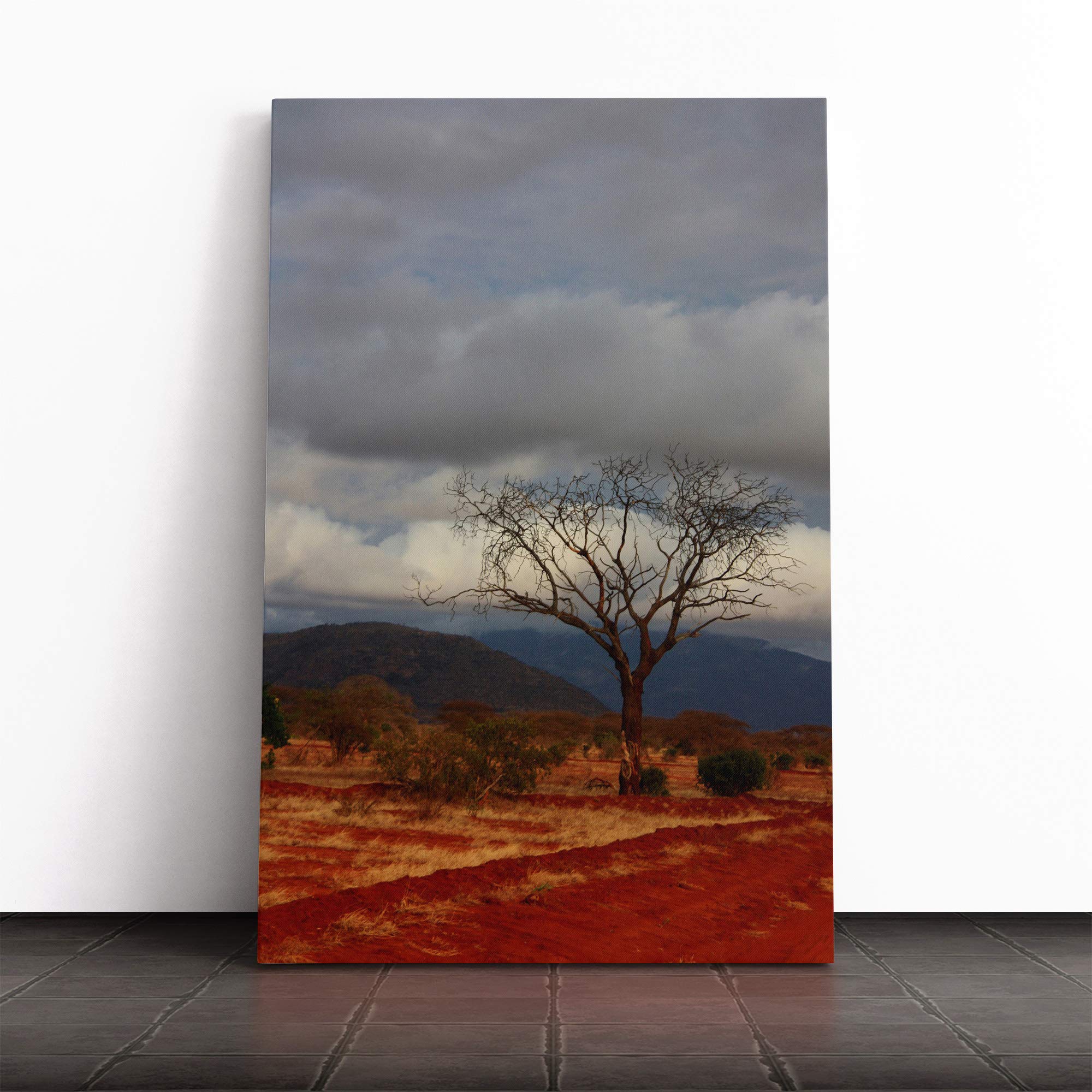 Safari Kenya Africa Landscape Canvas Print | Gallery Wrapped 30mm Frame Wall Art | 20x14 inches | Ready to Hang | Modern Landscape Picture | Living Room Bedroom Lounge Office