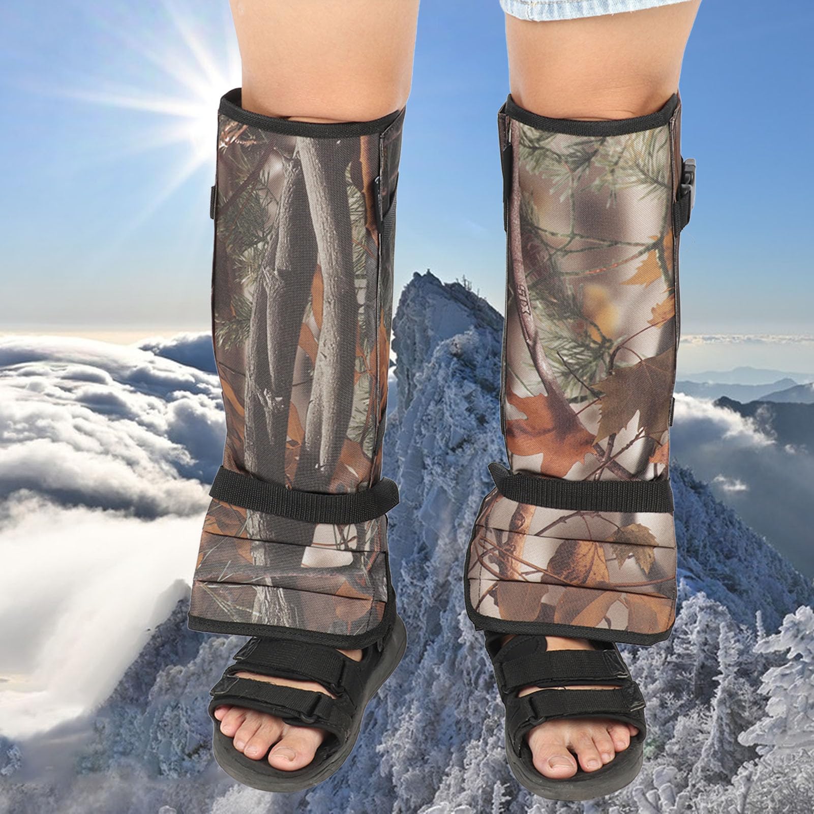 AMONIDA Guêtres Serpent Imperméables et Réglables, Protège-Jambes Inférieurs pour la Randonnée et Les Aventures dans la Jungle, en Tissu Oxford Durable, Paquet de 2