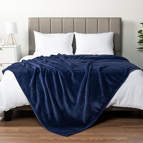 Miniatura 6 de Pavilia - Manta de tela de vellón, súper suave, afelpada, manta de franela de lujo, microfibra ligera para sofá o cama (azul marino, 50 x 60