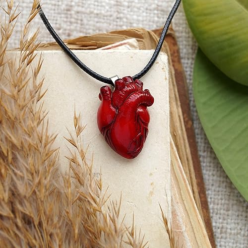 Miniatura 5 de Anatomical Heart Necklace (Black Cord)