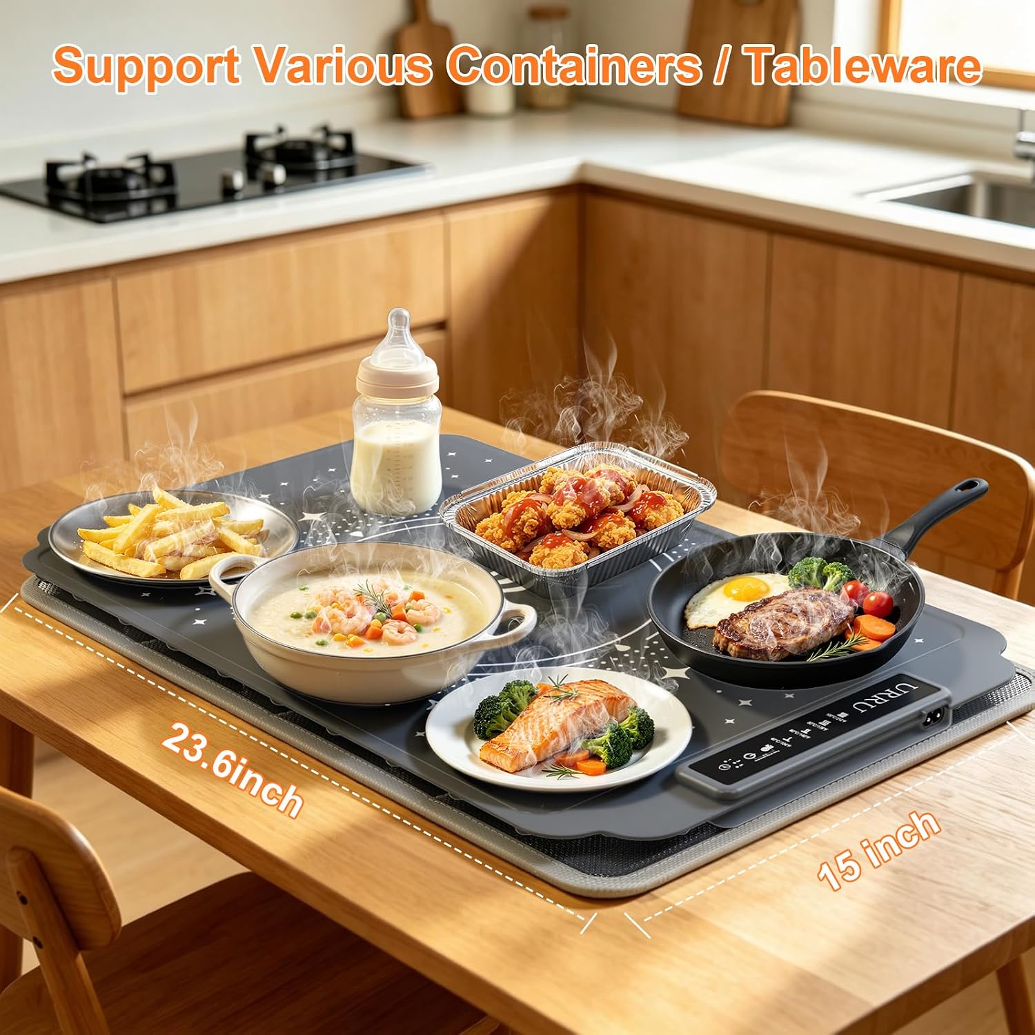 Food Warming Mat with Heat-Resistant Pad, 24X15 Inch - 3