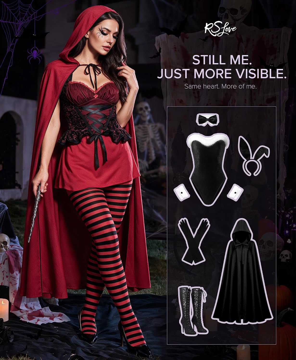 RSLOVE Women's Striped Tights - Halloween Costume Stockings