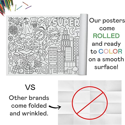 Vista 93 de Tiny Expressions Cartel gigante para colorear para niños, enrollado, sin arrugas, mantel para colorear para actividades infantiles, camión de Cartel