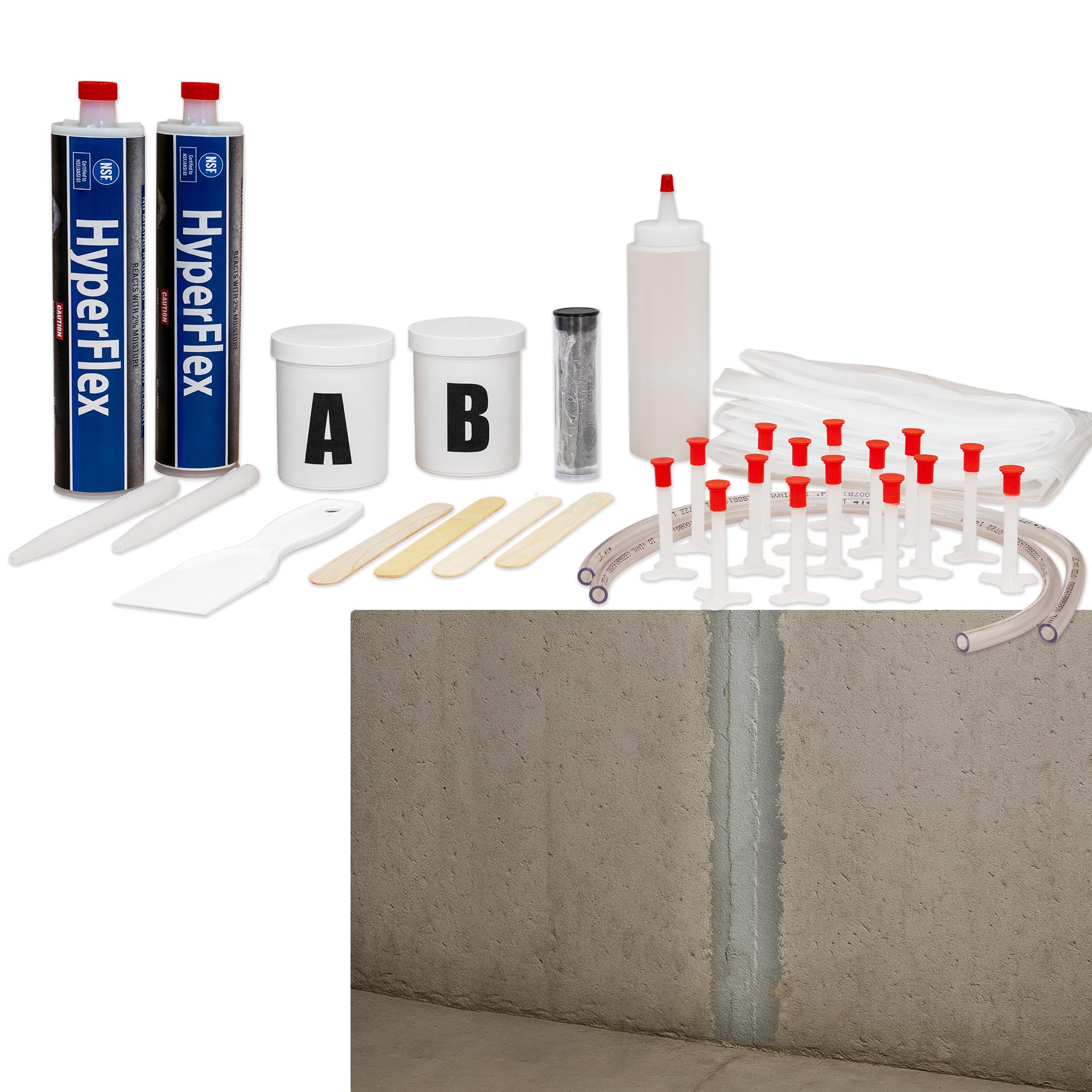 Fernco 10 ft Basement and Foundation Wall Crack Repair Kit Leak Stop and Radon Gas Protection Pro Kit