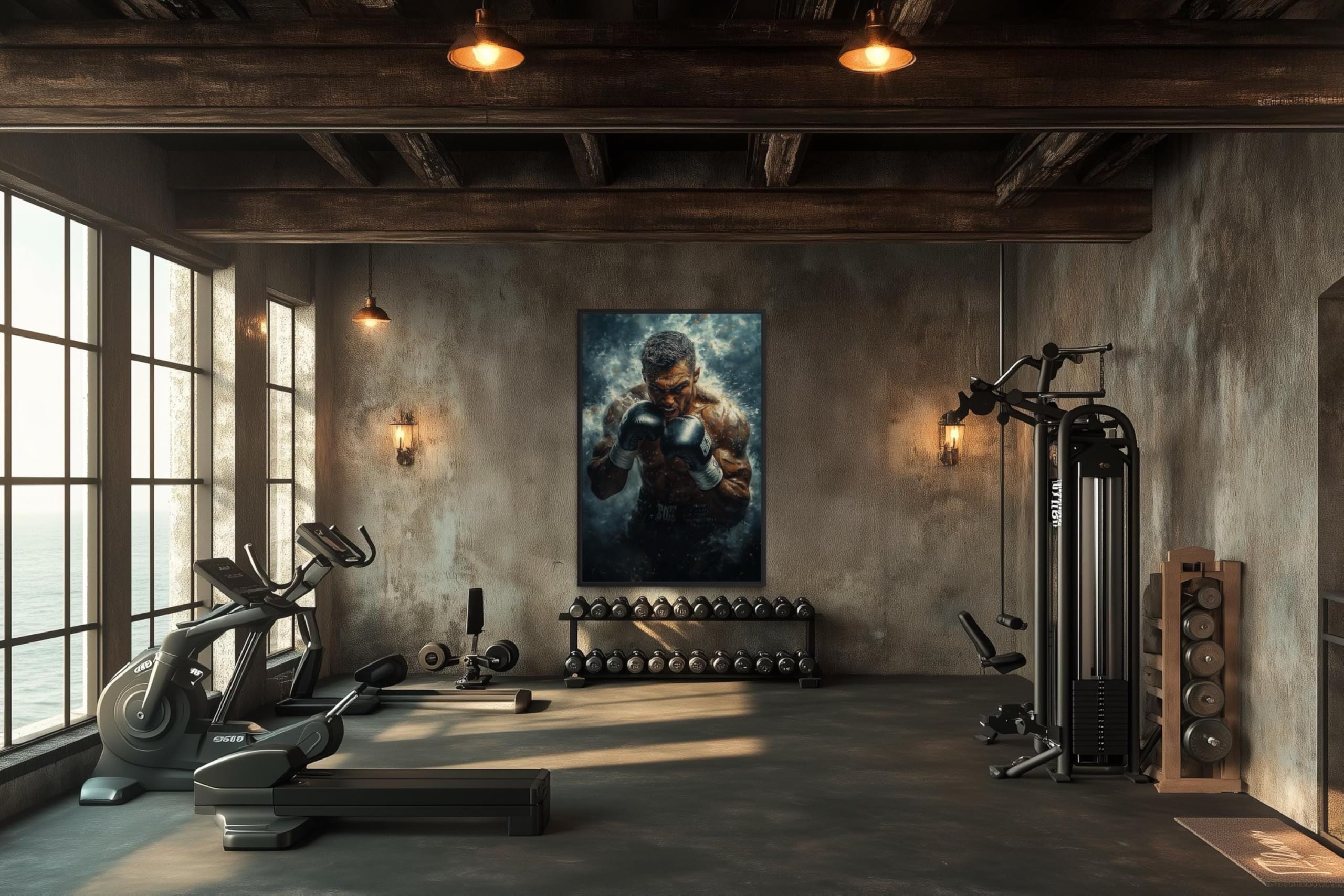 lianyibo Impresión artística de boxeador, póster de entrenamiento de boxeo para gimnasio en casa, inspiración de fitness, decoración motivacional para gimnasio (60 x 80 cm/sin marco)