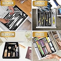 Vista 6 de Soporte para cubiertos de bambú - Organizador de cajones con 5 ranuras (negro)