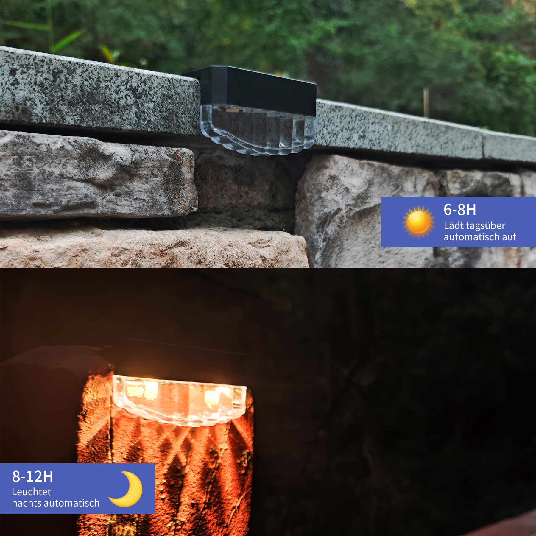 Sylvwin Luci solari da giardino a LED, lampade solari per giardino esterno, confezione da 10 luci solari da giardino bianco caldo, luci solari da giardino (6 PCS Solari a LED) - 3